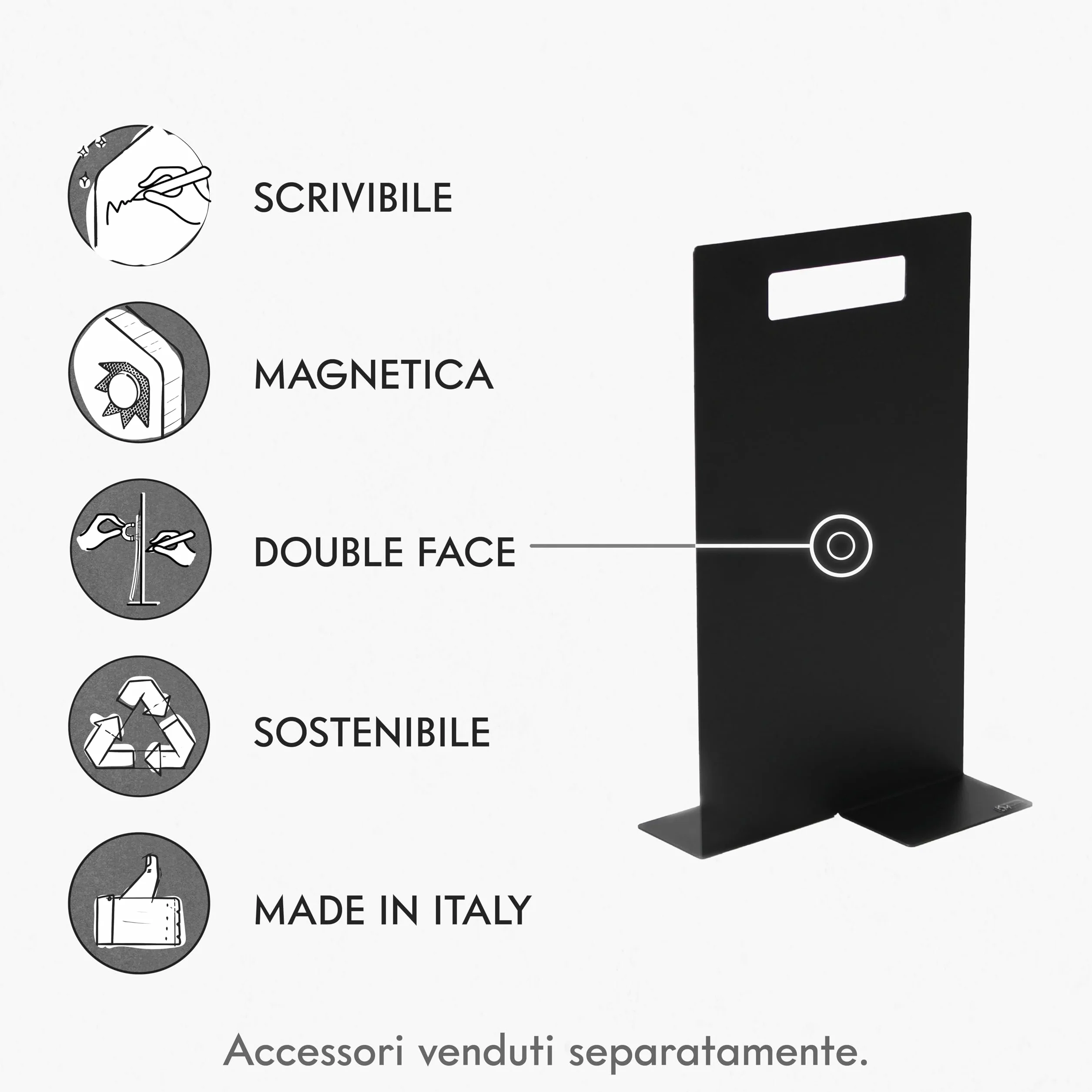 KalaMitica - Lavagna Magnetica da Tavolo Formato A4-21x36 cm - Lavagna Nera Bifacciale, Scrivibile e Cancellabile - Espositore da Banco, Porta Menù per Ristorante, Bar, Negozio