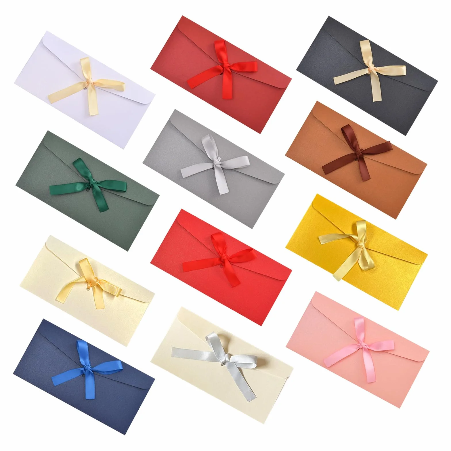 Buste Lettera Colorate con Nastri 12 Pezzi Kraft per Inviti Matrimonio Carte Regalo