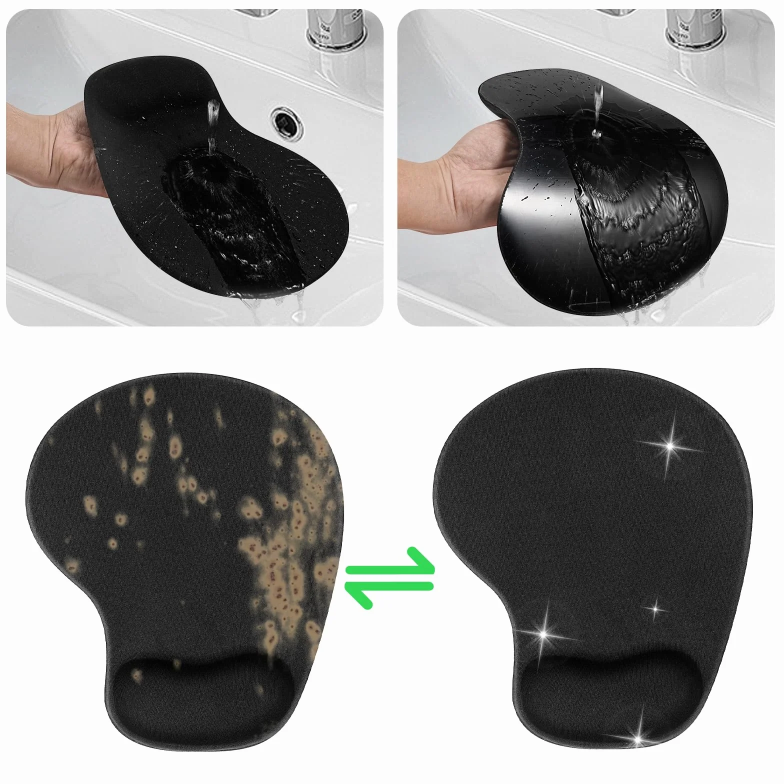 TRIXES Tappetino per Mouse con Supporto per Polso Base Antiscivolo Nero