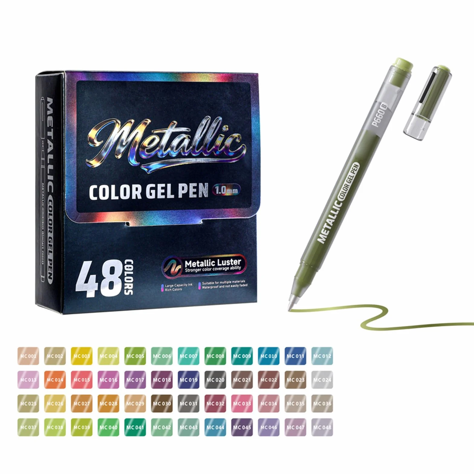 Penna gel metallizzata a 48 colori Penna gel acrilica professionale per bambini adulti Scarabocchiare Disegni artistici Schizzi Prendere appunti Pennarelli acquerelli sicuri