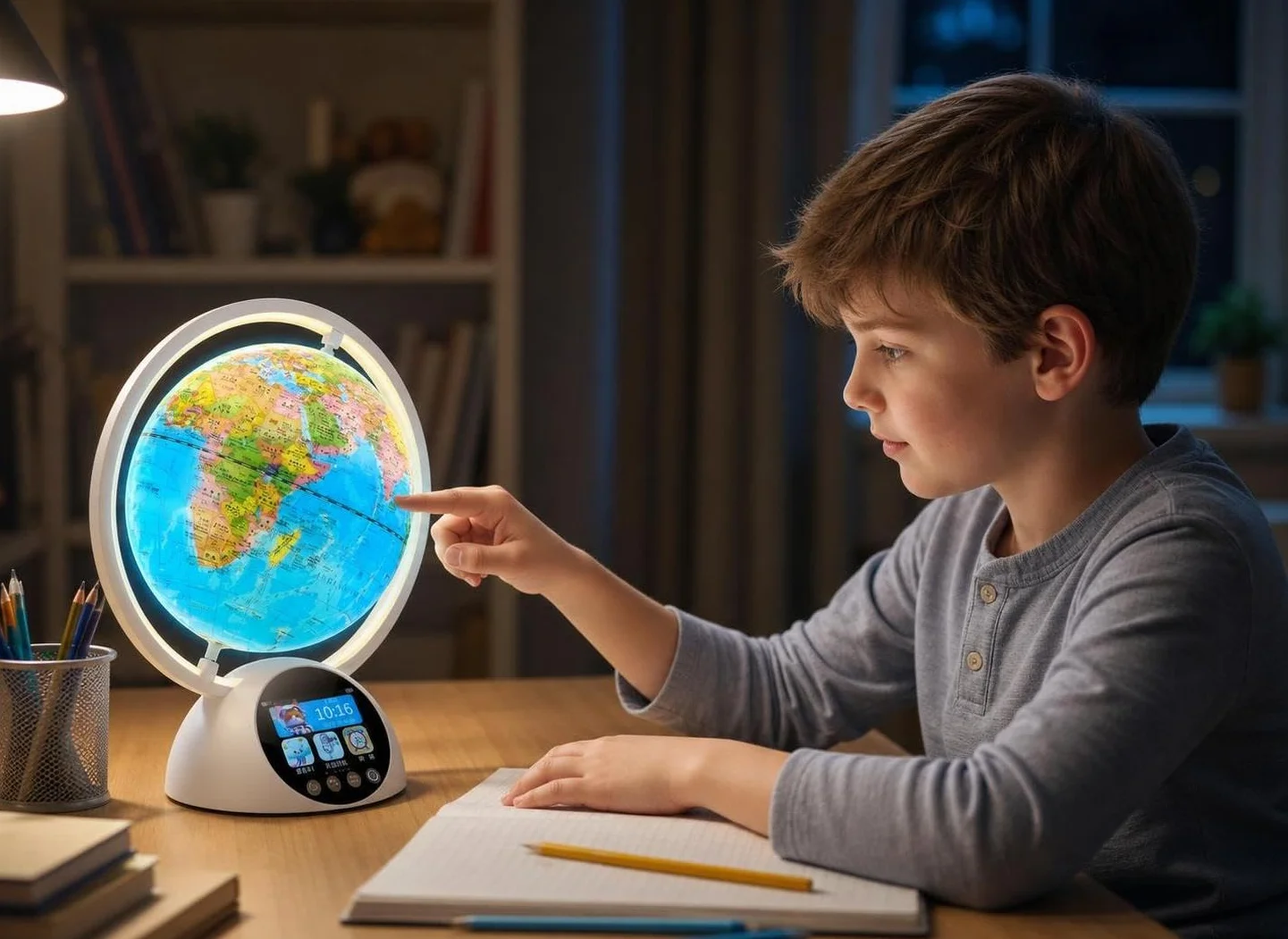 Mappamondo Interattivo per Bambini, Globo Educativo Luminoso Piccolo con Touchscreen