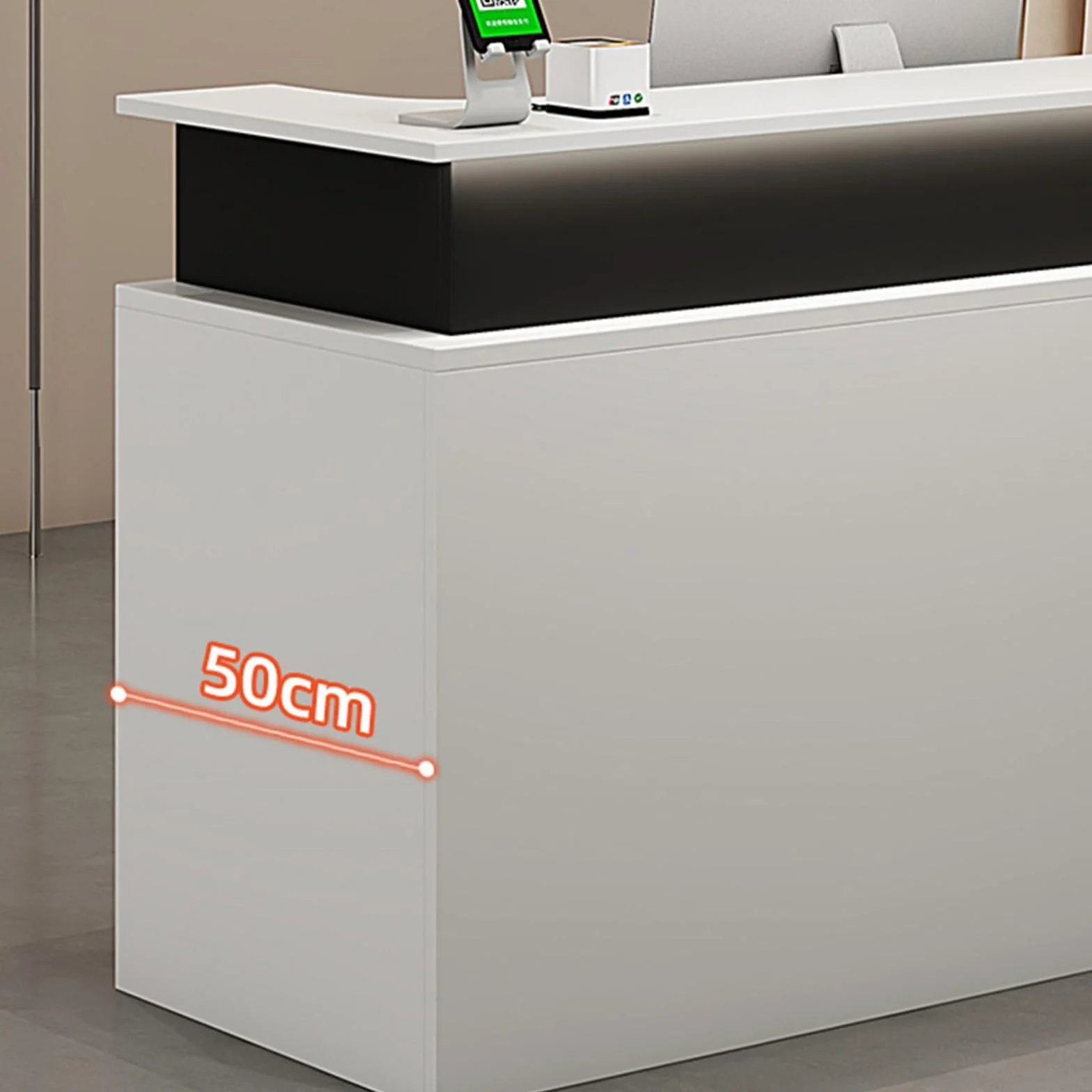 Bancone Reception,bancone Reception Centro estetico,Tavolo bancone for Ufficio,Tavolo Cassa,Dotata di luci LED,Piccolo banco Reception,con Cassetto della Tastiera(J,120cm/47.2in)