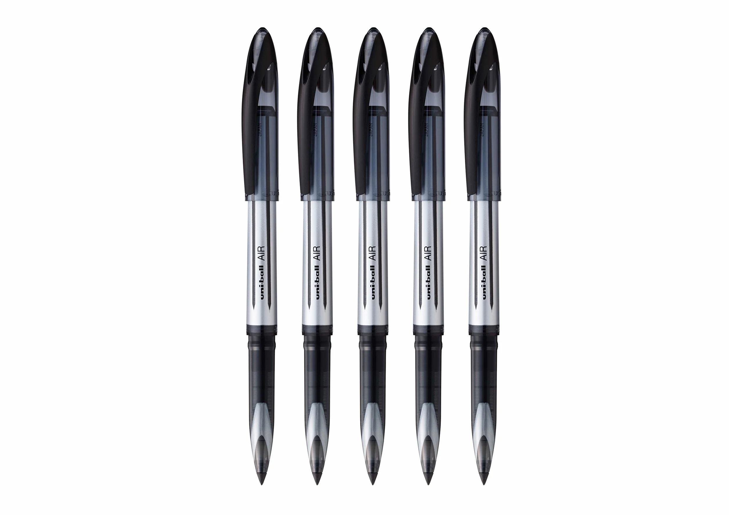 Uni-ball UBA-188-L Air Penna Rollerball, inchiostro nero Super Ink, a prova di manomissione, confezione da 5 pezzi
