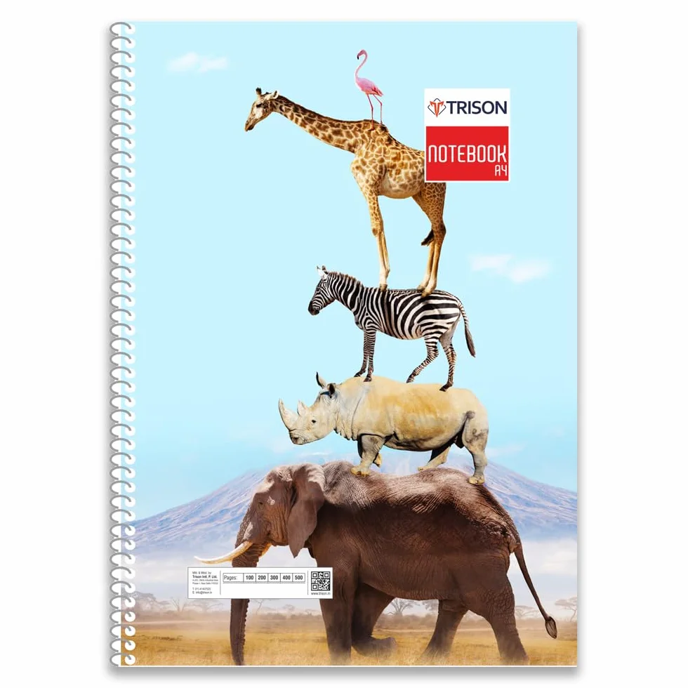 Trison Quaderno a spirale A4-6 soggetti separatore - Riga singola, copertina morbida, 400 pagine, 65 GSM, 21x30 cm