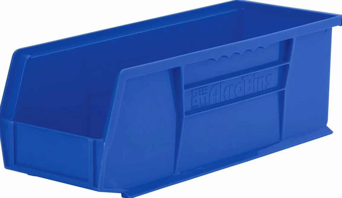 Akro-Mils 30234 AkroBins Contenitori di Stoccaggio in Plastica Impilabili 38,1 cm x 12,7 cm x 12,7 cm Blu Confezione da 12