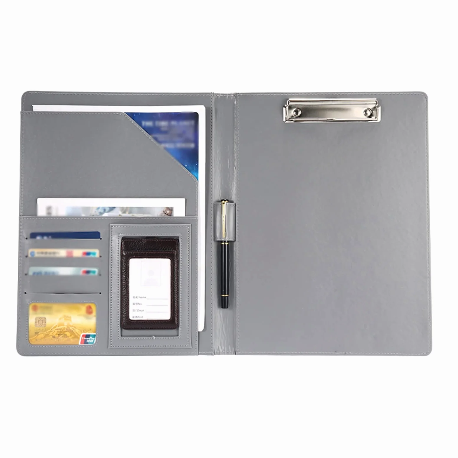 Tavoletta Portablocco A4 e Letter Size Cover Cartella Multifunzione File Organizer Binder con Clip Piastra Metallica Business Folder Multi-Colore-2 Confezioni Portablocchi (Color : Grijs)