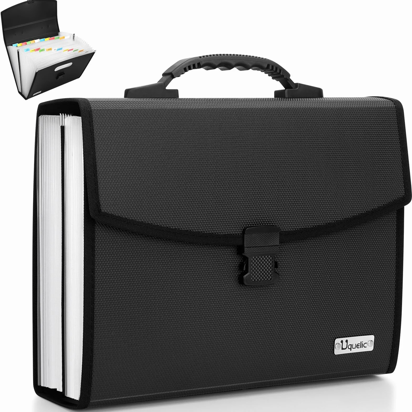 Uquelic 26 Tasche Upgrated Cartella Portadocumenti A4 Espandibile con Manico Espansione cartella dei file Cartelle a Soffietto, Plastica, Fisarmonica, Portariviste, Archiviare, Grande