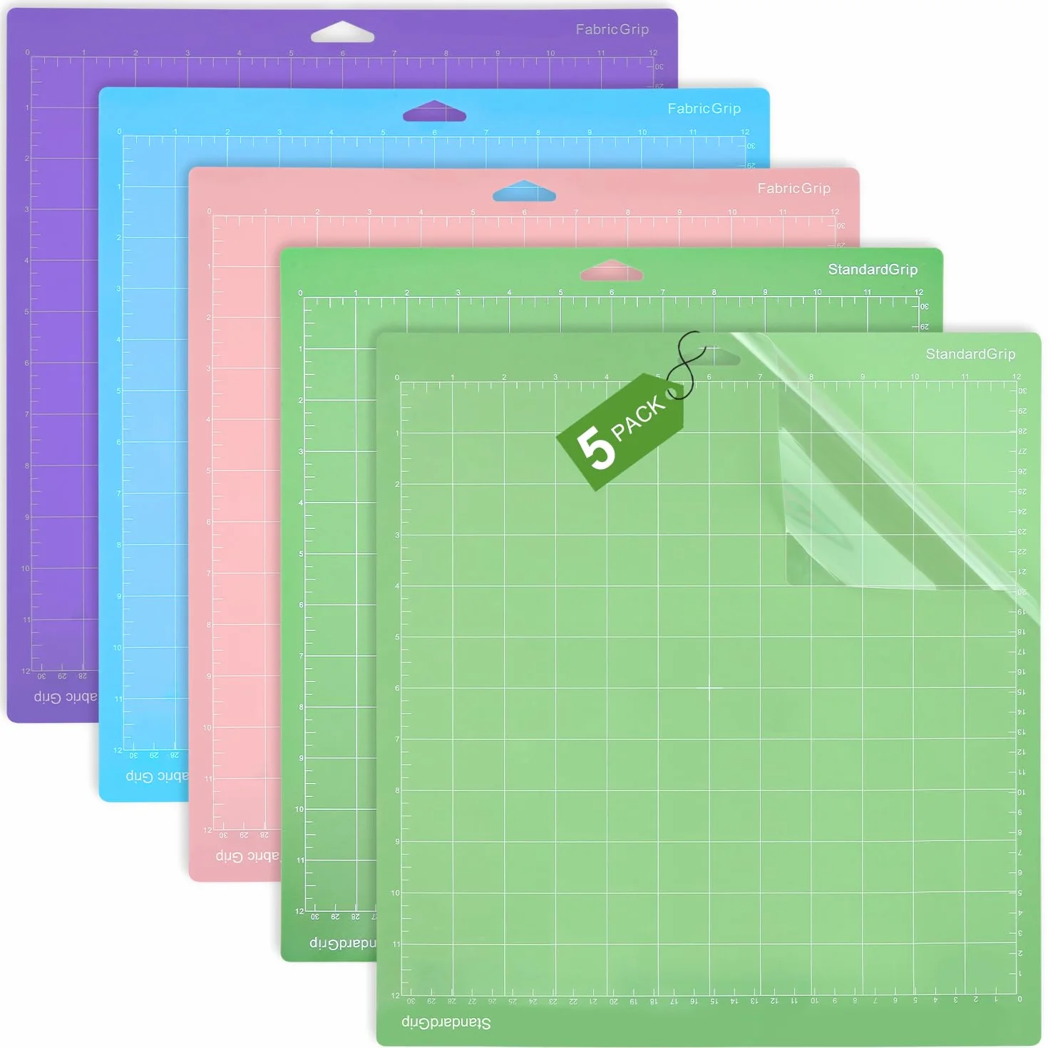 LEAZZLE 5 Pezzi Tappetino da Taglio 30,5 x 30,5 CM per Cricut Maker 3/Explore 3/Air/Air 2 StandardGrip LightGrip StrongGrip FabricGrip