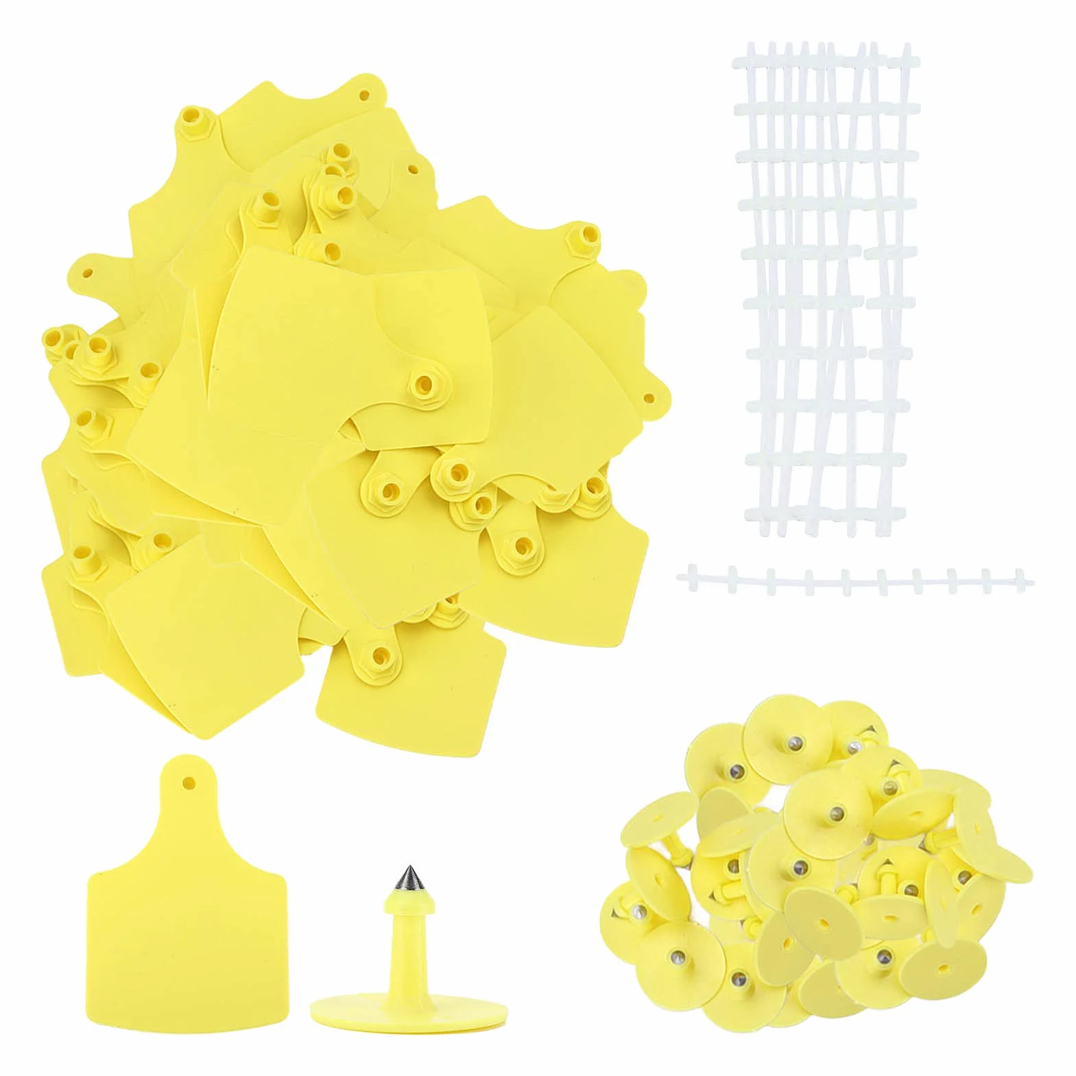 Set di 100 etichette per orecchie di bestiame in plastica per animali per marcare bestiame, mucche, accessori per animali da fattoria