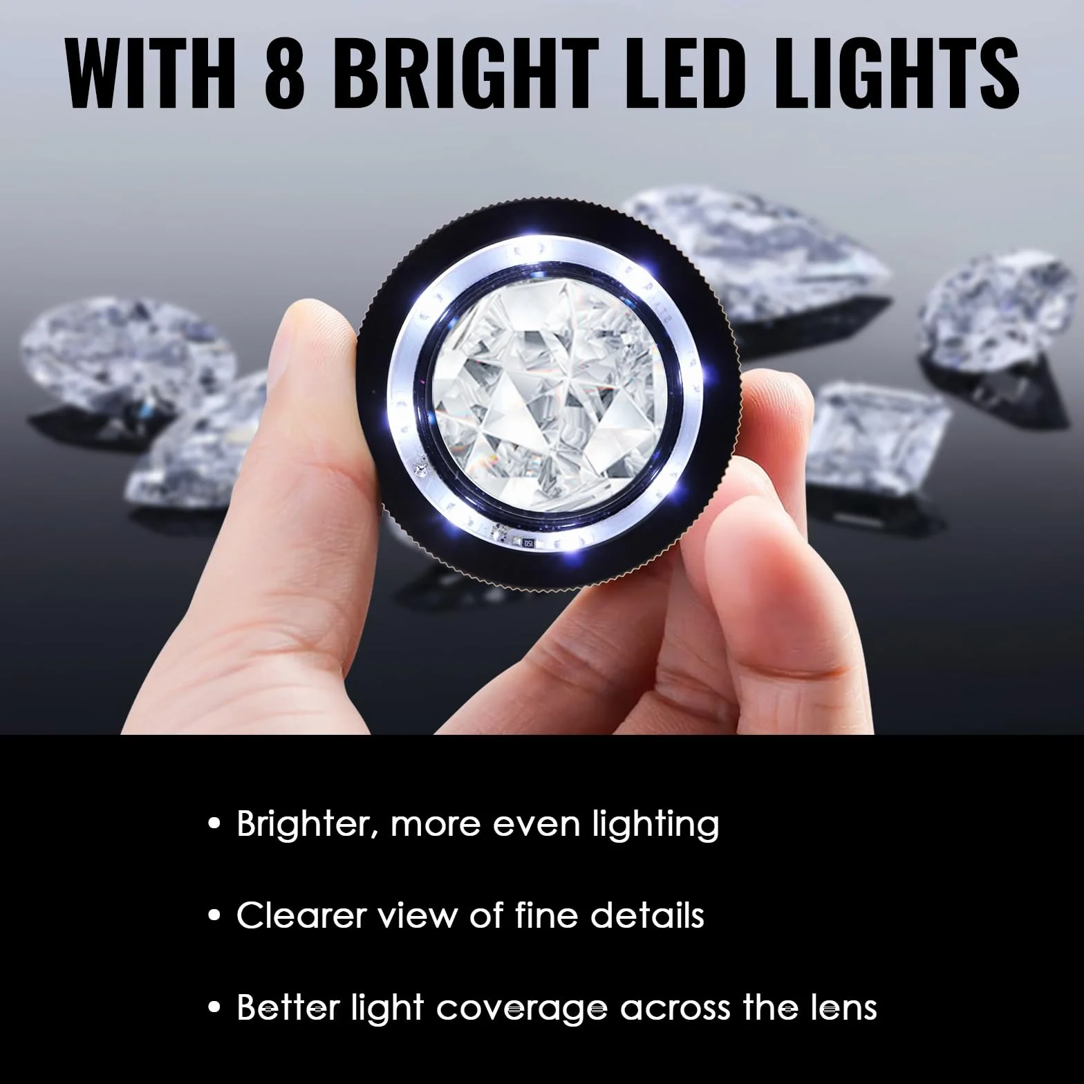 Scale Loupe 10x 8 Led Scala 20 Millimetri Grafico & 25 Millimetri Campo Visivo Magnifier