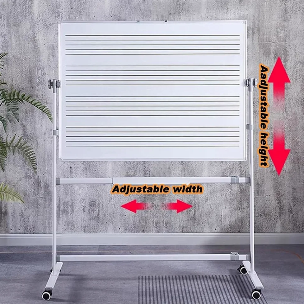 Lavagna Bianca Per Personale Musicale A Doppia Faccia, Lavagne Bianche Per Personale Musicale Cancellabili A Secco 90X120 Cm, Fogli Per Lavagna Mobile Per Personale Musicale