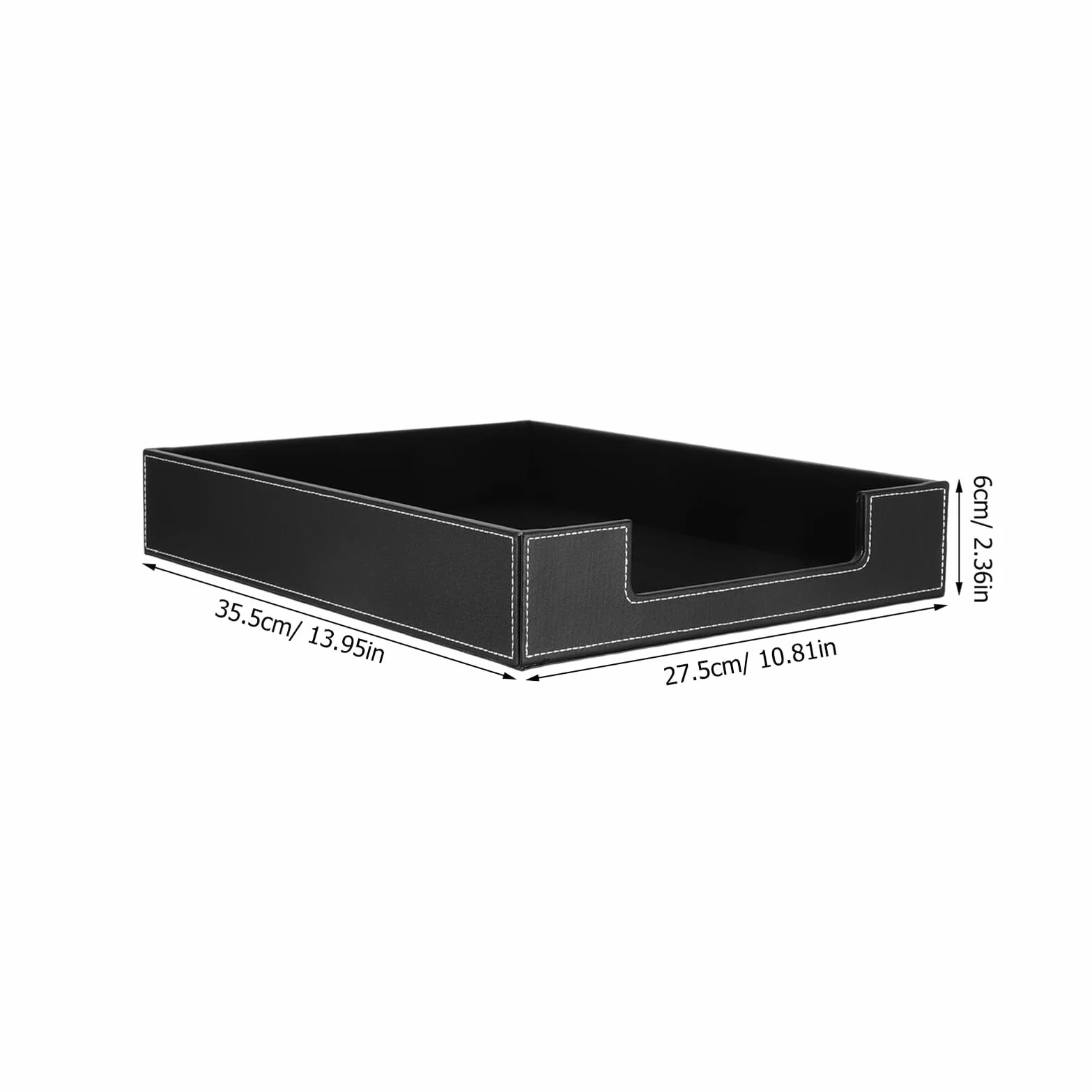 BESTonZON Vassoio Portadocumenti per Scrivania in Pelle Pu Nero, Organizzatore di File per Ufficio Impilabile, Porta Lettere A4 per Desktop, Supporto Cartaceo Resistente e Accesso Rapido