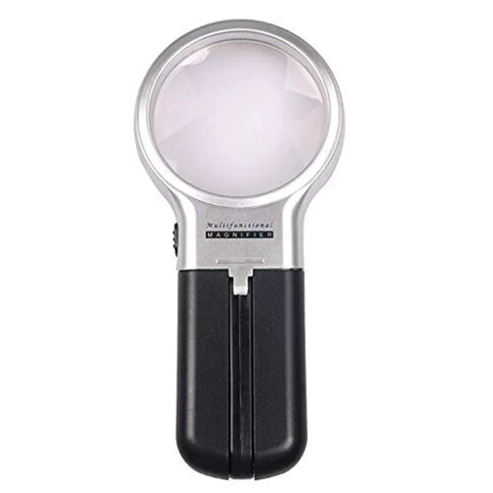 Lenti d'Ingrandimento Vetro Portatile Pieghevole, LED con Lampada per Anziani Lettura Studente Identificazione Multifunzione Portatile Lente di Vetro da Tavolo