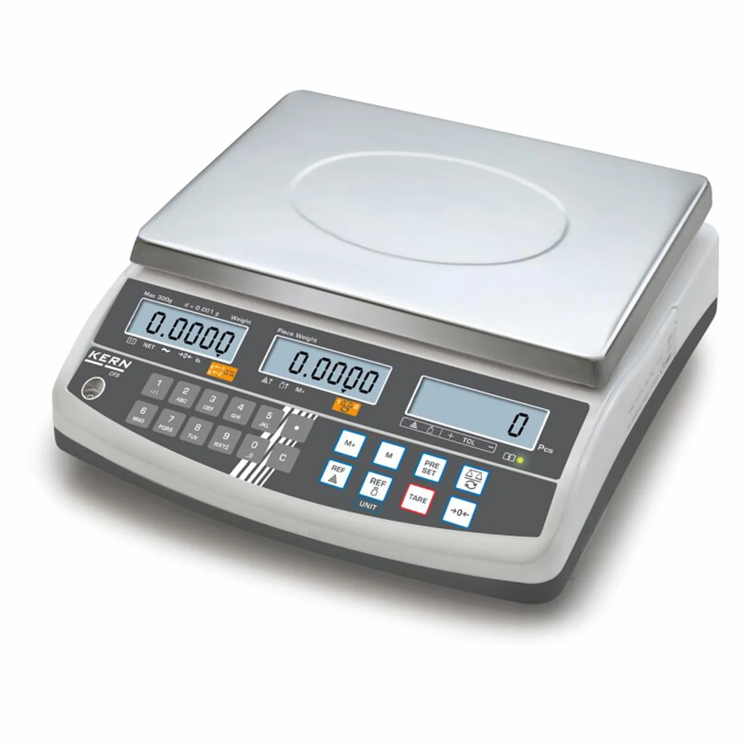 Kern, bilancia professionale con tasti di memoria per 100 articoli e interfaccia secondaria (Kern CFS 30K0.5), fino a 0,5 g di precisione, peso massimo: 30 kg