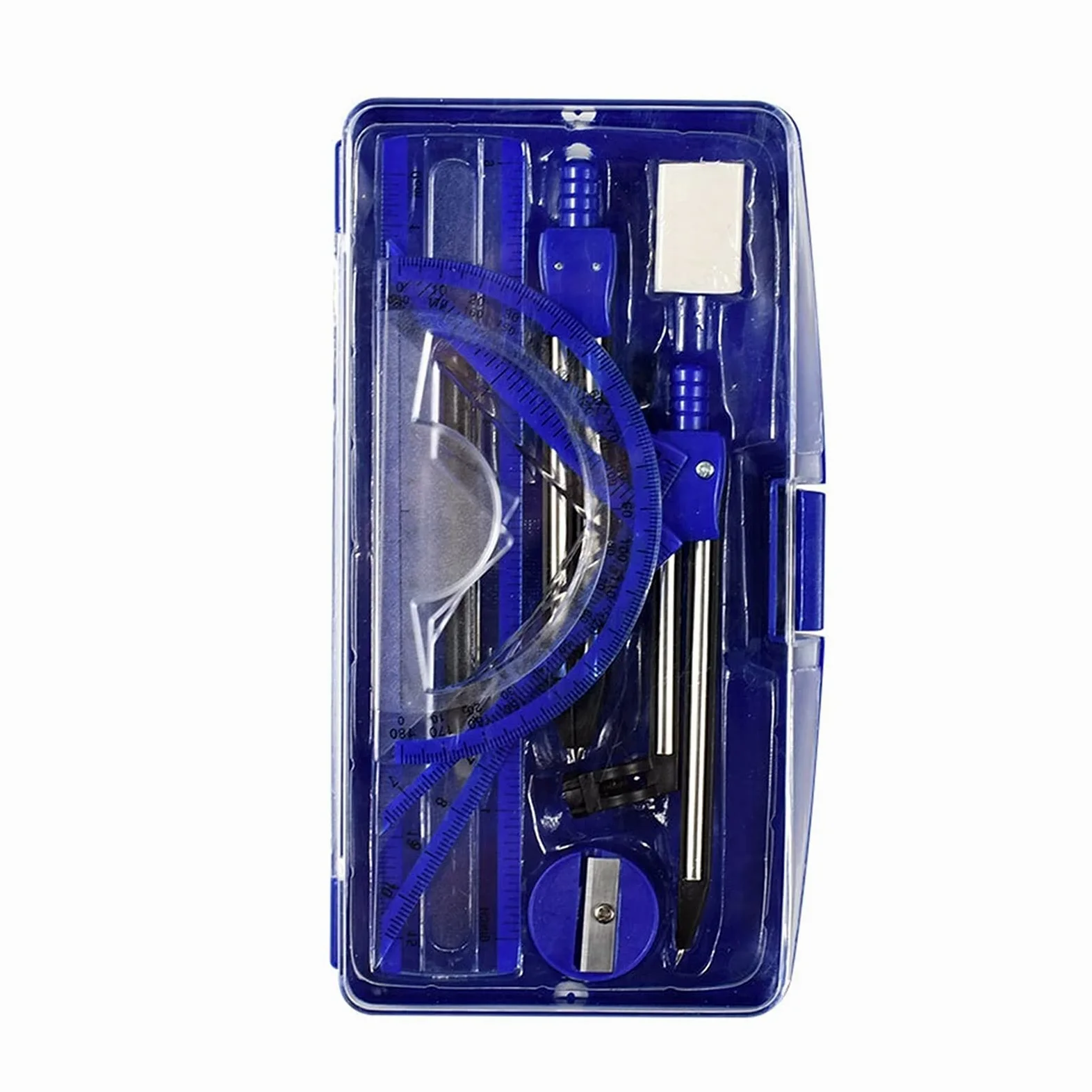 Compassi per tracciare Bussola professionale Bussola Portable Precision Drawing Drawing Triangle GRASSER Bussole Set Math Eraser Righello for studenti Forniture scolastiche Strumenti di misura