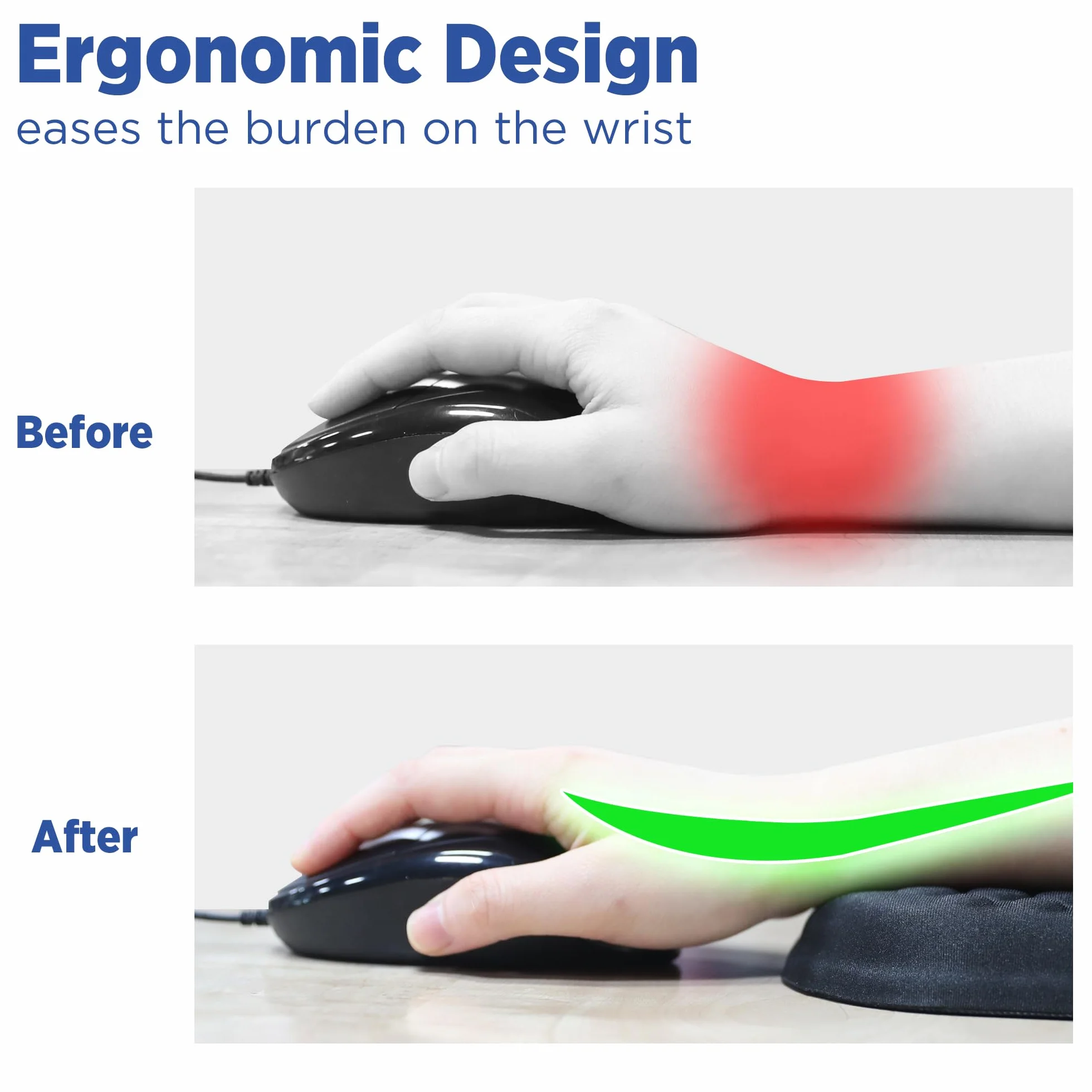 Gimars Poggiapolsi Gomito Bracciolo in Memory Foam, Wrist Rest Pad Ergonomico Antiscivolo per Scrivania Gaming Computer, Nero
