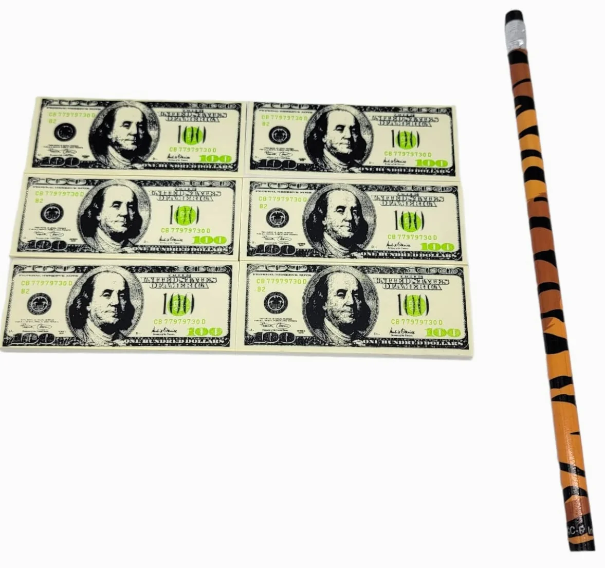 Gomma da cancellare da $100 dall'aspetto realistico (confezione da 36) Quasi 3 "x 3,2 cm. Gomma