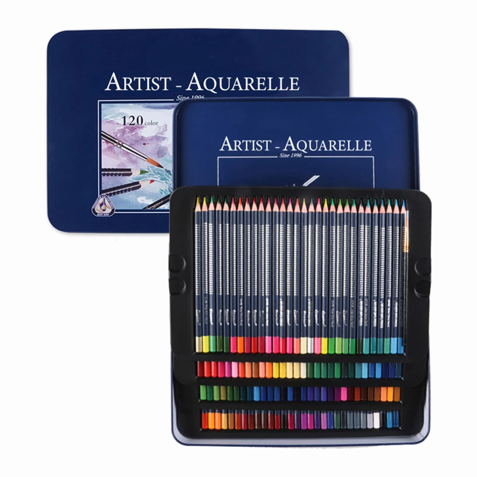 Matite colorate con scatola di metallo Set di matite colorate in legno pre temperate matite acquerellabili con pennello per libro da colorare Set