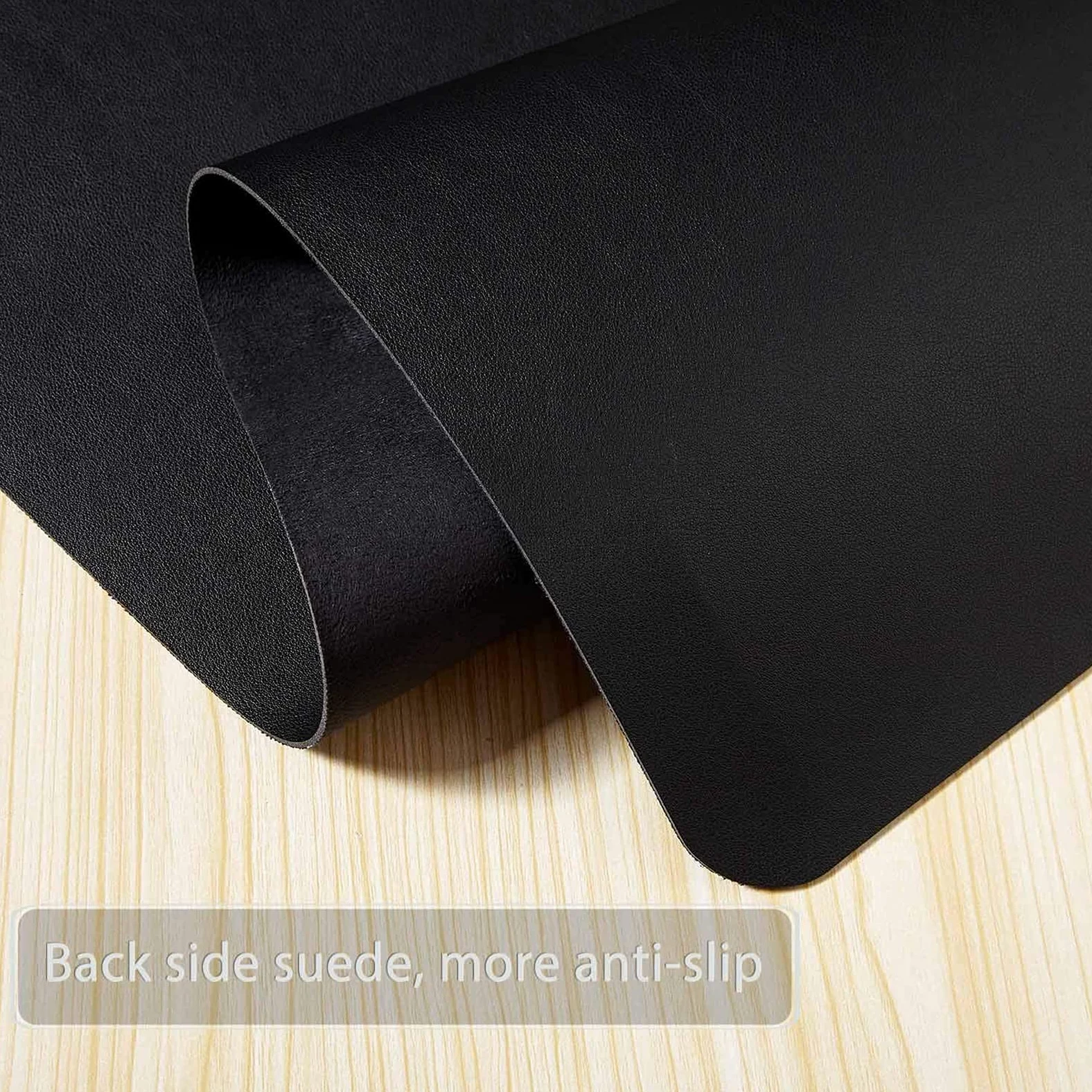 Tappetino da Scrivania, Multifunzionale Tappetino per Mouse Impermeabile in Similpelle per Ufficio E Uso Domestico Doppia Facciata Nero + Nero 130x160cm/51.18x62.99in