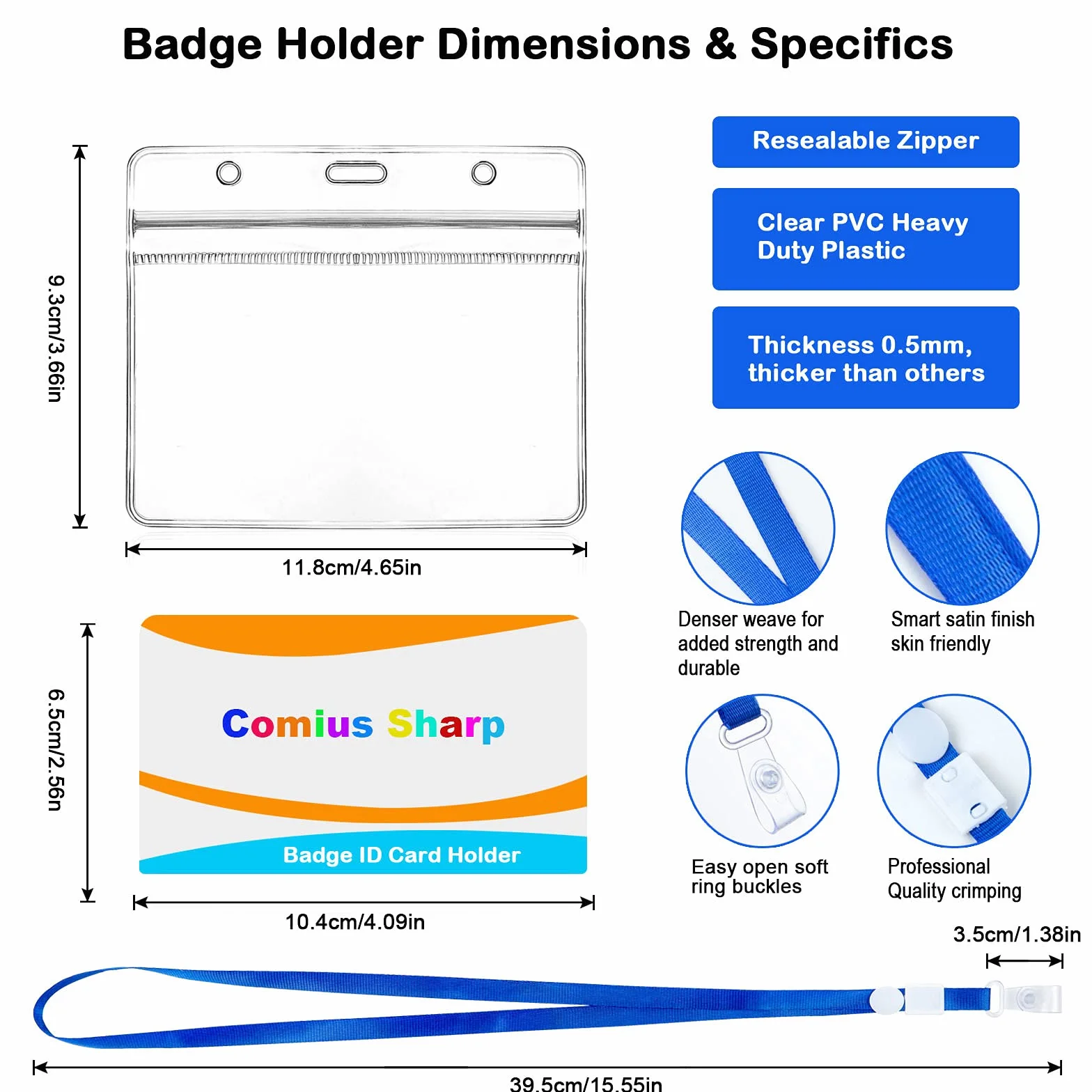 Comius Sharp Porta Badge Plastica 50 Pezzi Impermeabili Trasparente Cartellino Nome Carte