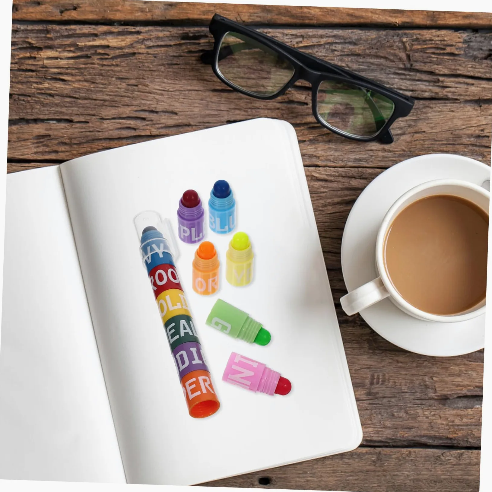 GALPADA 6 Set Evidenziatori Colorati per Studenti Penne Fluorescenti con Design Splicing per Scuola Studio e Lavoro per Note e Scrapbooking