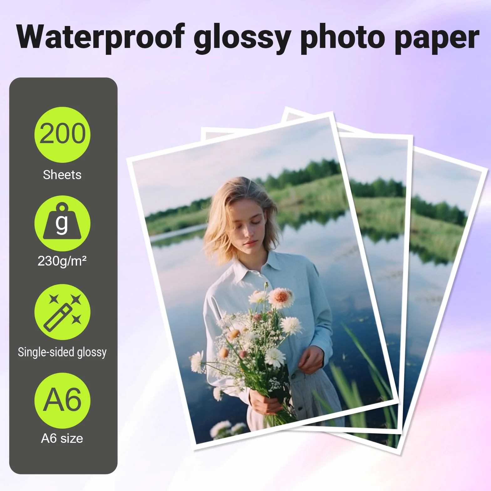 Carta Fotografica Lucida 10x15 cm 230 g/m² 200 Fogli per Stampante a Getto d'Inchiostro