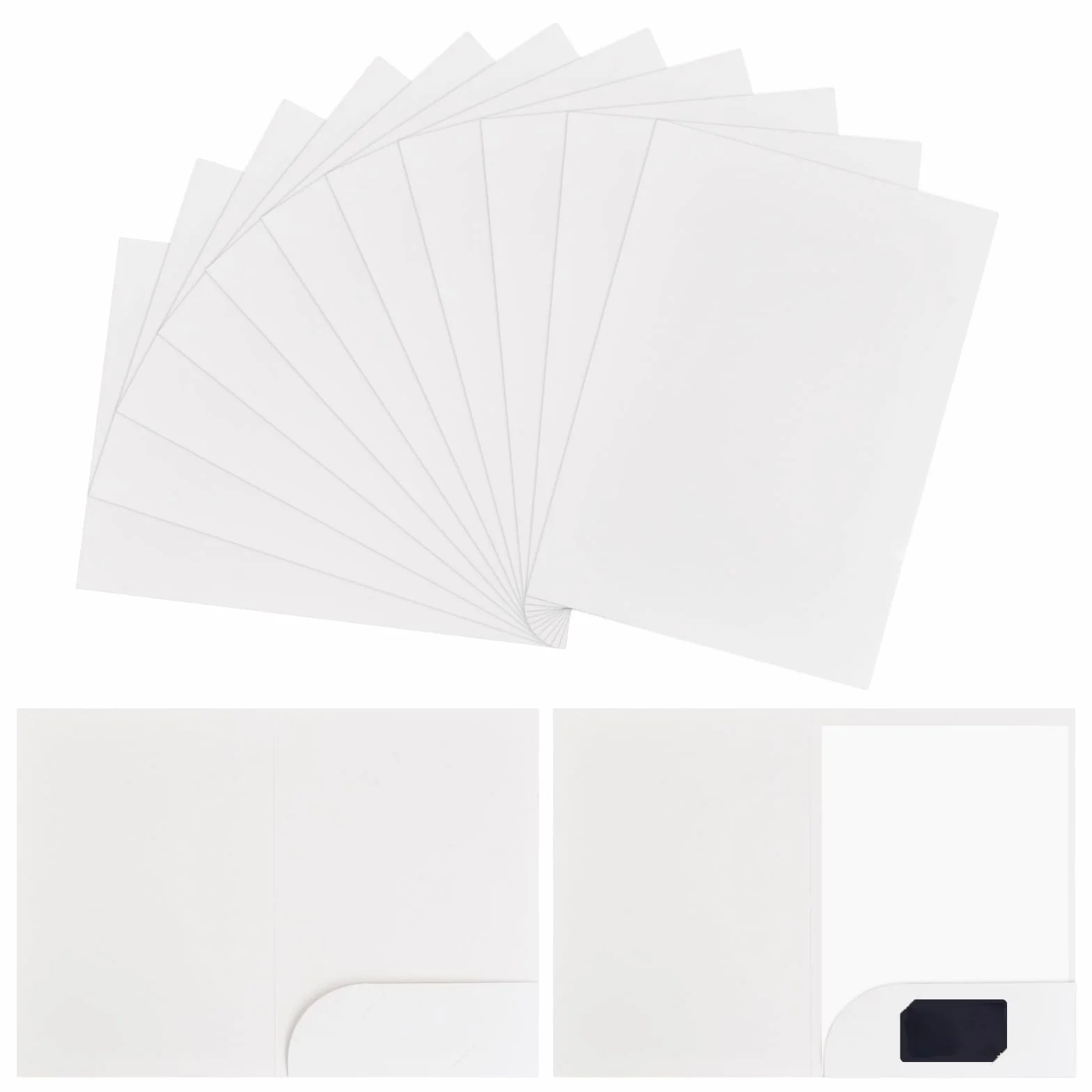 20 Pezzi Cartelline Portadocumenti A4, 350gsm Cartellina in Carta Kraft, Cartella di Cartone, Cartella di File A4, Lembi in Cartoncino, Cartelline per Riunioni per Ufficio Scuola Casa (Bianco)