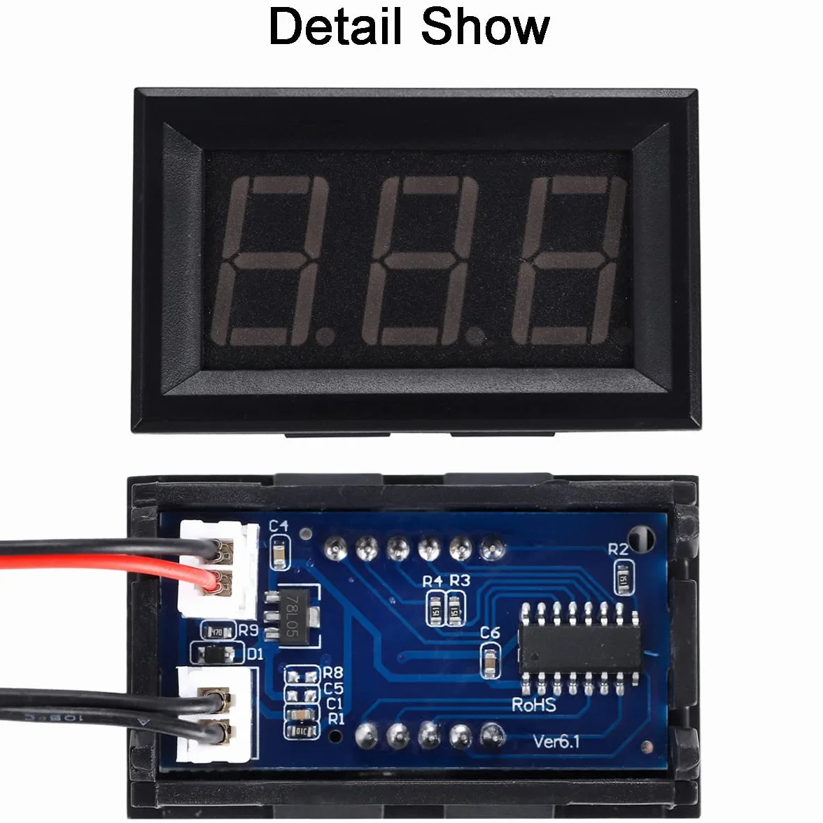 Greluma Termometro Digitale LED 0.56 Pollici 12V -50~110°C Sonda NTC Impermeabile Rosso