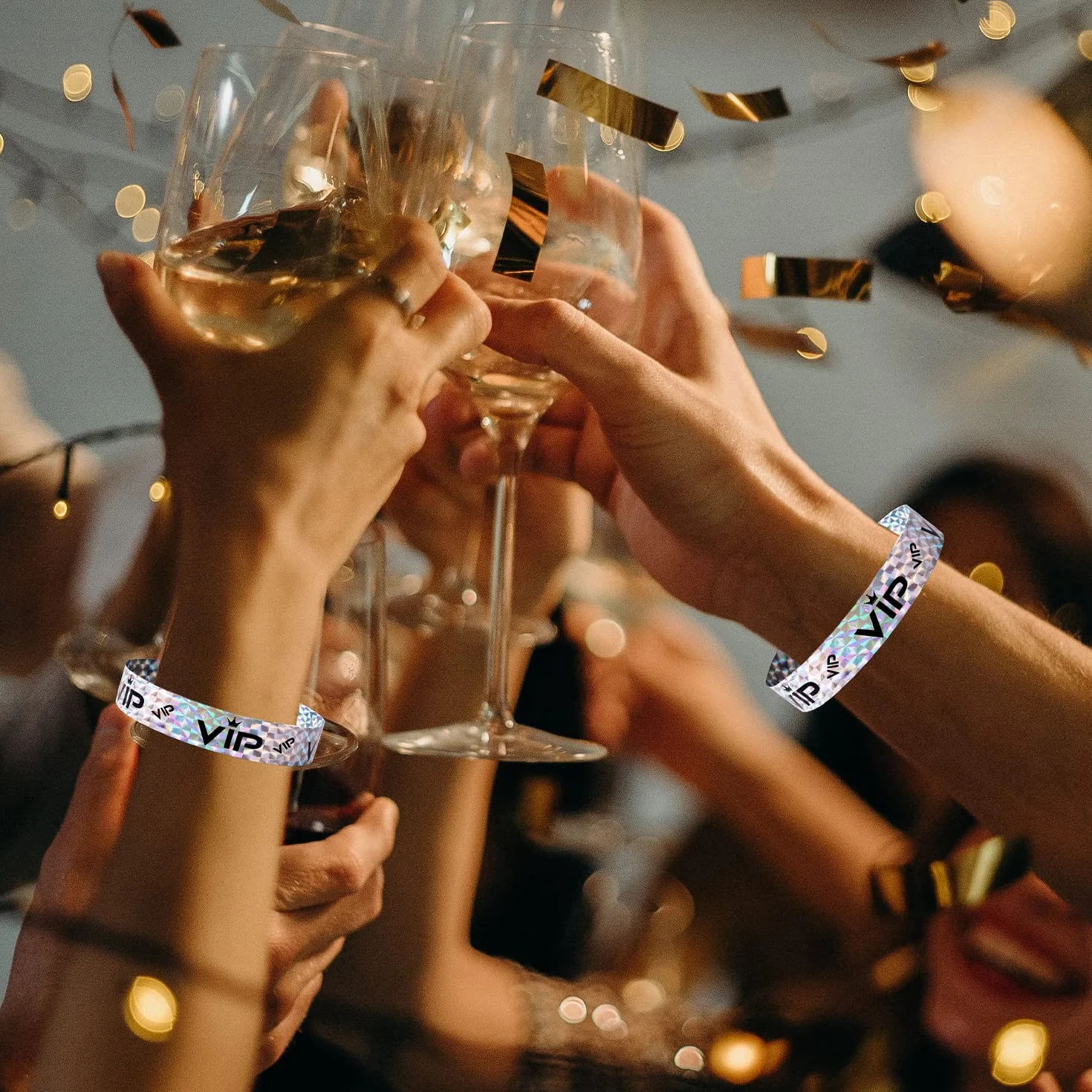 Braccialetti VIP Carta per Feste Eventi Ingresso Party Music Festival Concerti Argento Olografico 500 pezzi