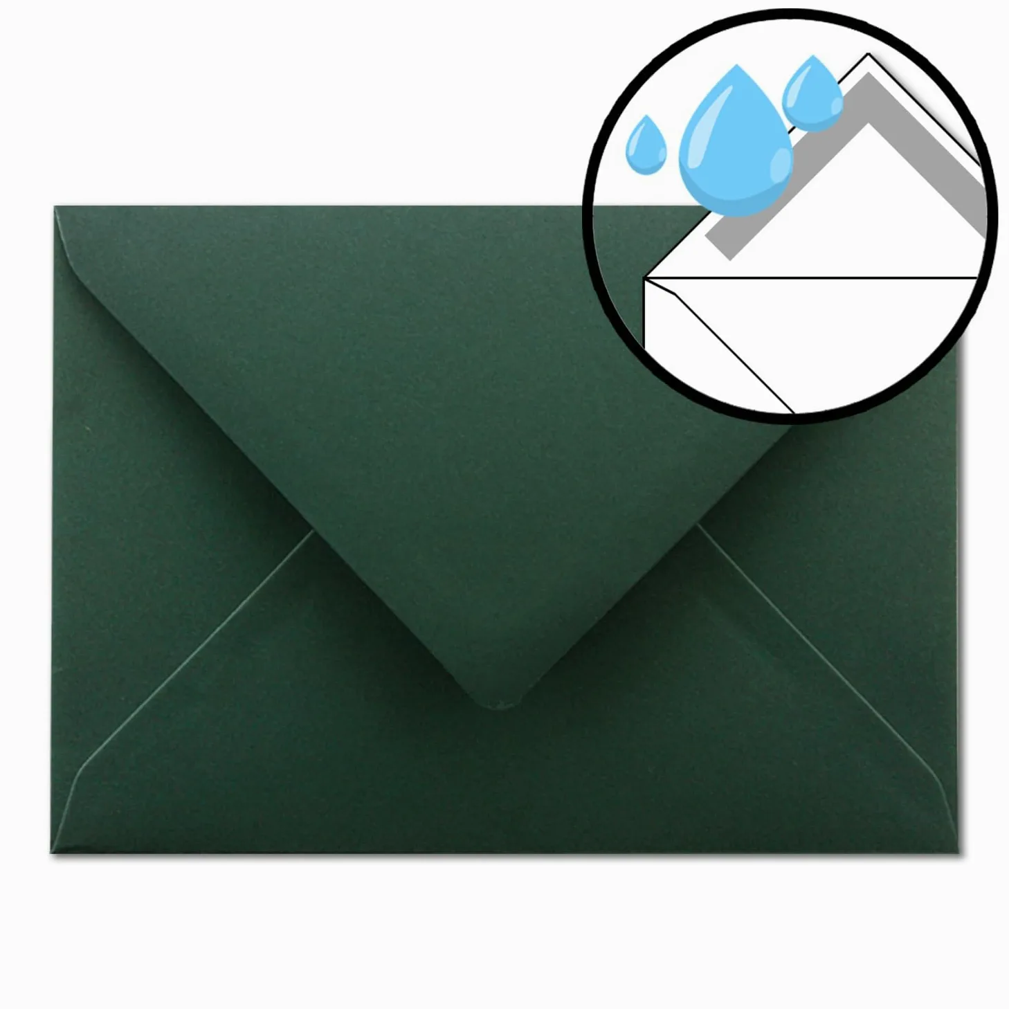 250 buste natalizie – DIN C6 – con pioggia stellata in rilievo oro metallizzato, colore: verde pino (verde) – incollaggio a umido, 120 g/m² – 114 x 162 mm