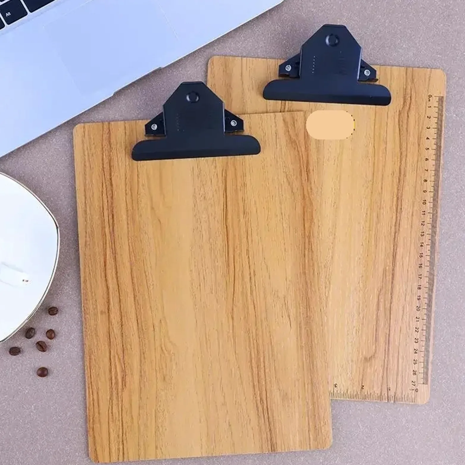 Porta-appunti in legno Appunti Grana del legno A4 Clip for scheda di file Scheda scrittura for studenti in fibra dura ispessita Penna inseribile Stecca for Copia for riunioni(22x31.5cmA4-H)