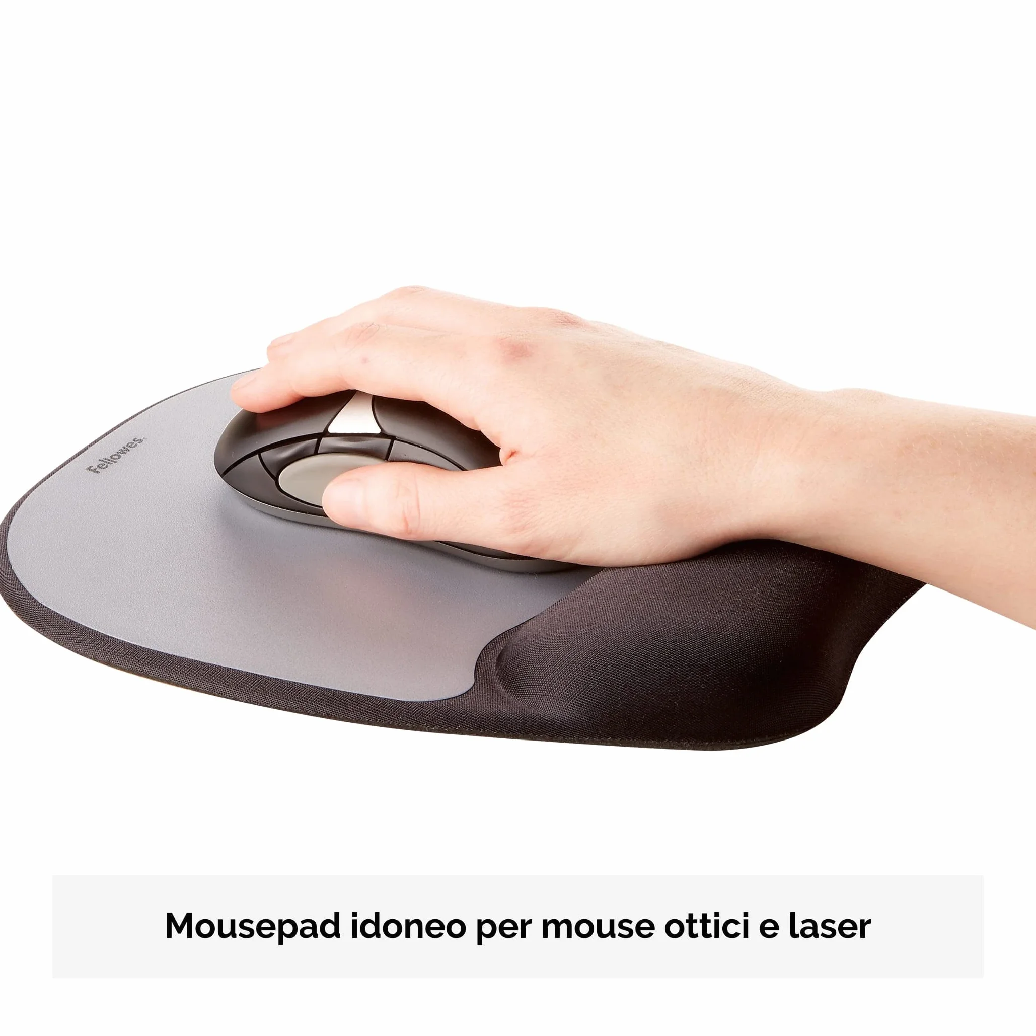 Fellowes Tappetino Mouse Memory Foam con Poggiapolsi Grigio