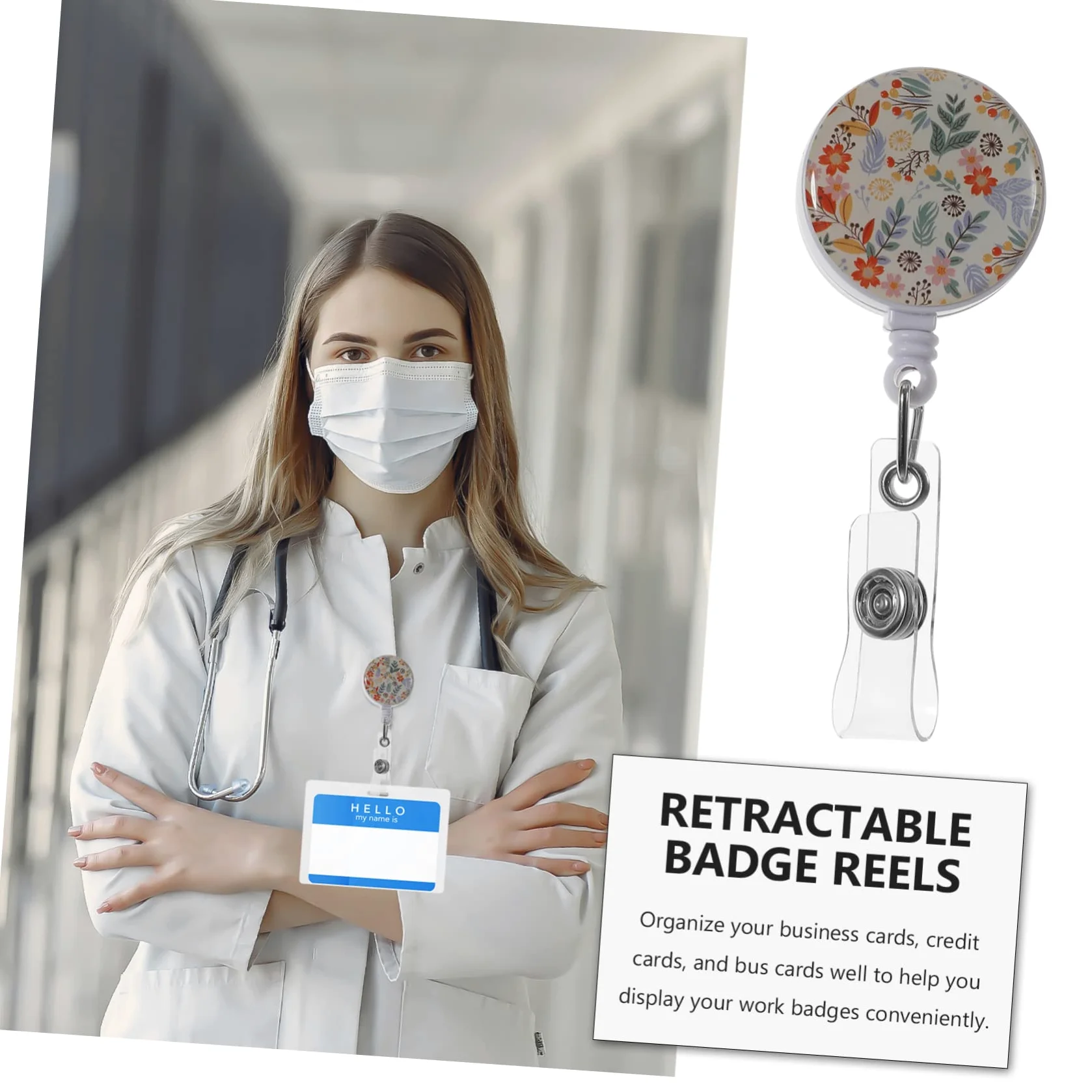 TEHAUX 15pezzi Porta Badge Retrattile Con Design Facile Da Usare Resistente e Portatile Per Id Badge e Chiavi Adatto Per Ufficio Scuola Ospedale e Altro