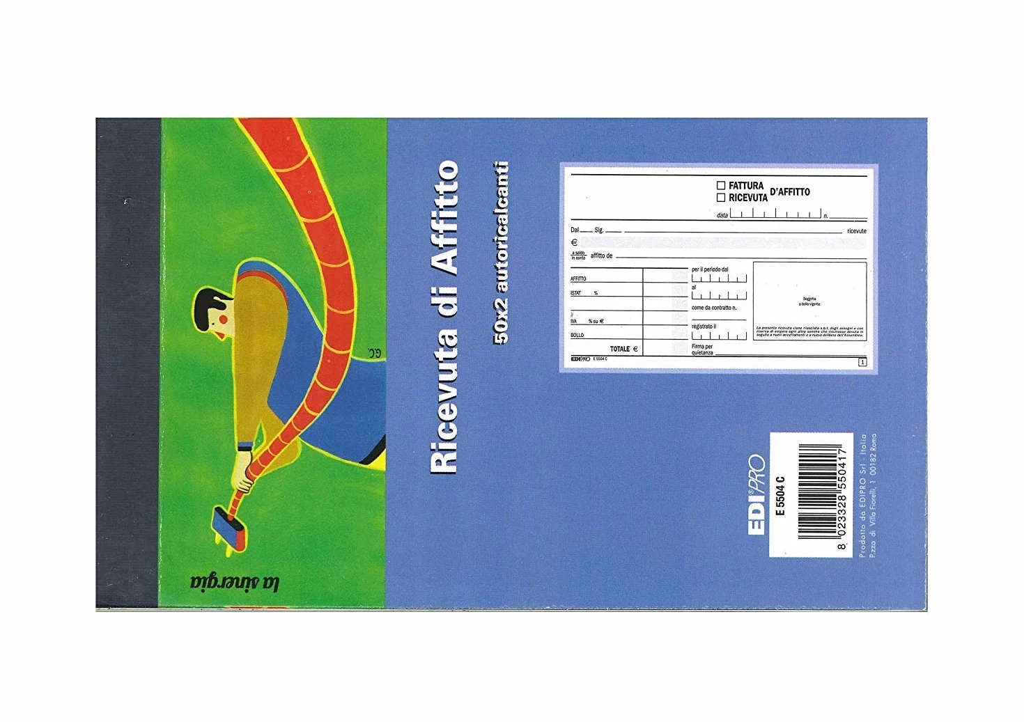EDIPRO E5504C Blocco ricevuta d'affitto 50x2 autoricalcante 9,9x17