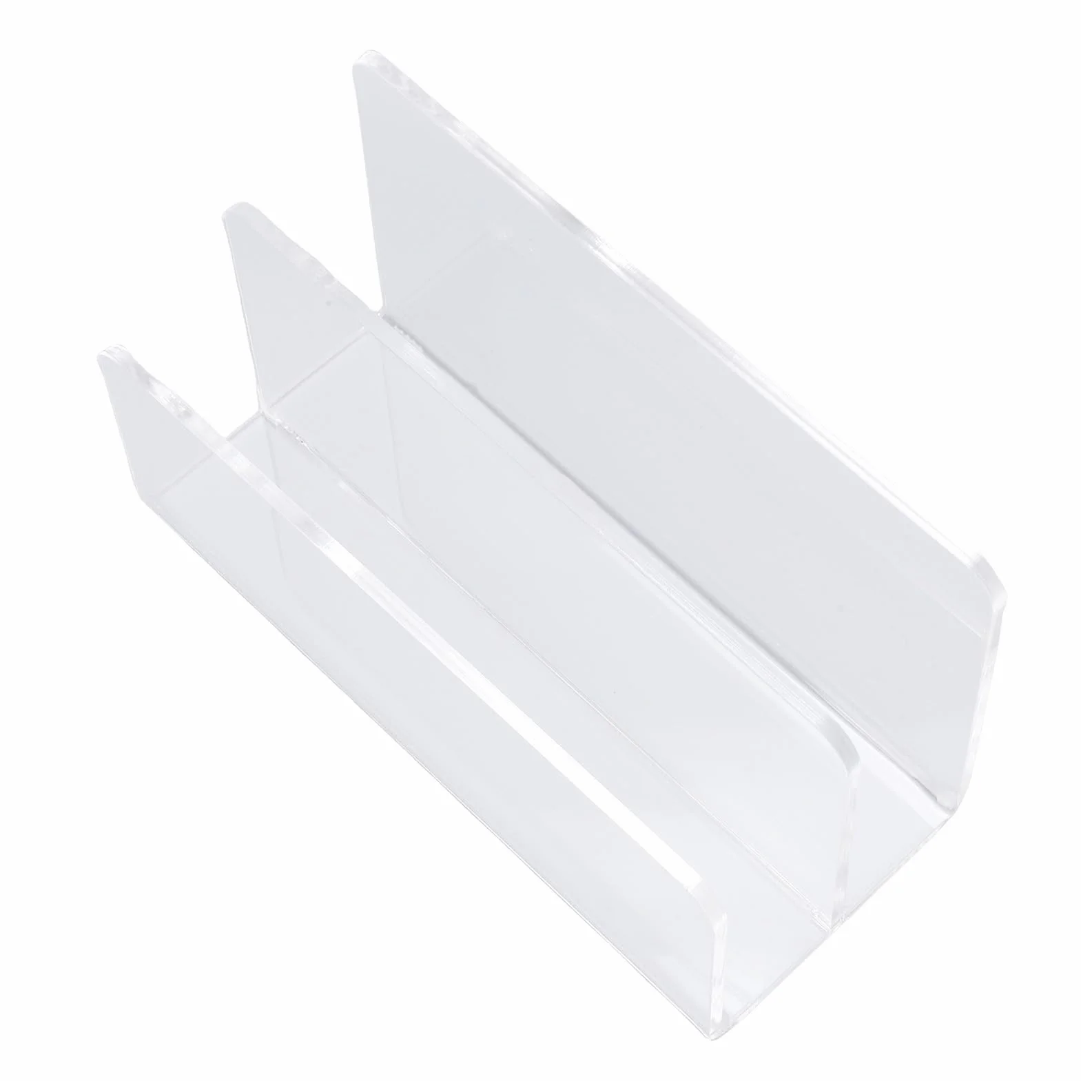 Raccoglitore posta acrilico trasparente 2 scomparti per scrivania, base antiscivolo 17,5x7,5x9,5 cm