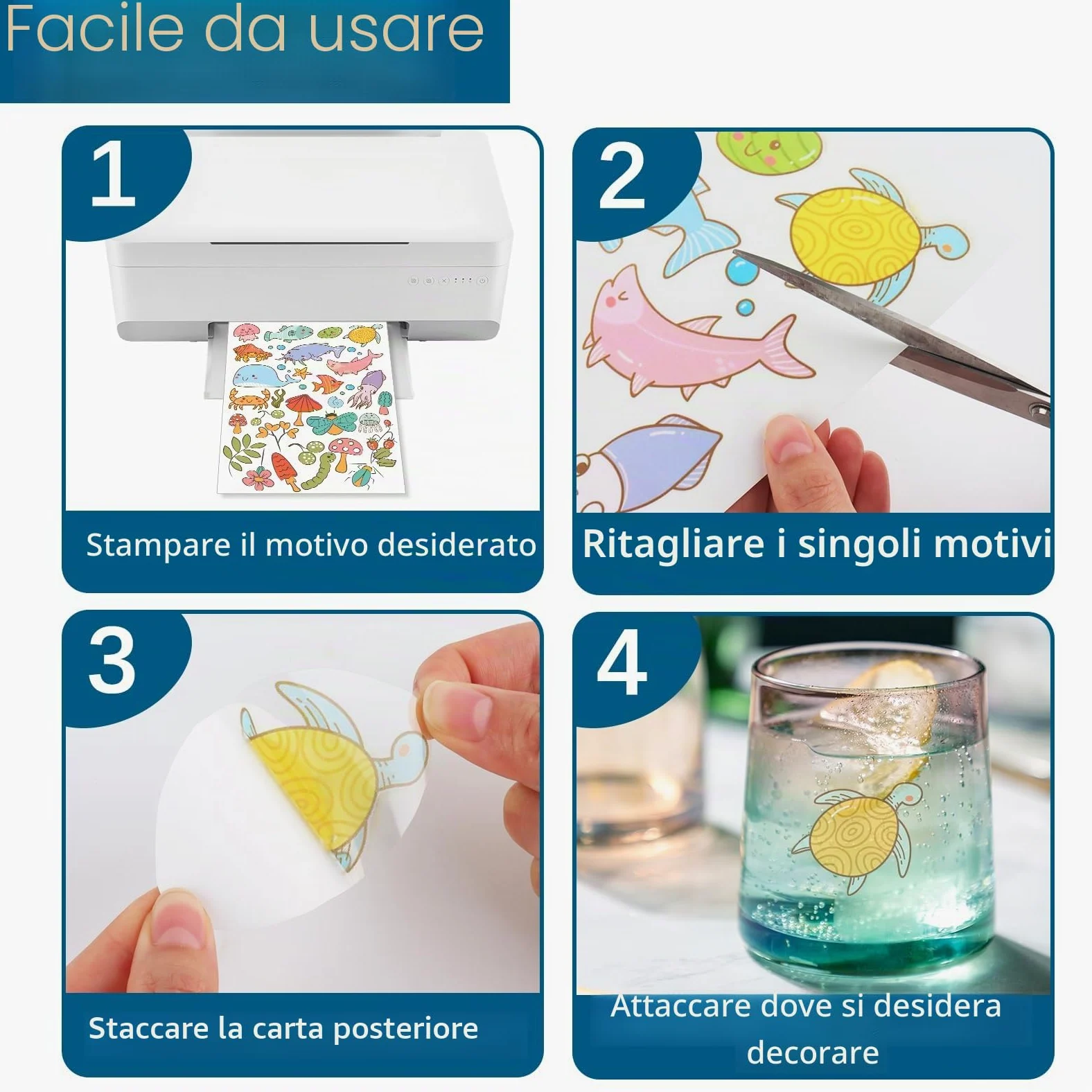 VMUTGA 30 Fogli Carta Adesiva per Stampante, 100% Trasparente A4 Vinile Stampabile Carta Adesiva Vinile Autoadesivo Stampabile Etichette Stampanti per Stampanti a Getto D'inchiostro (21 * 29.7 cm)