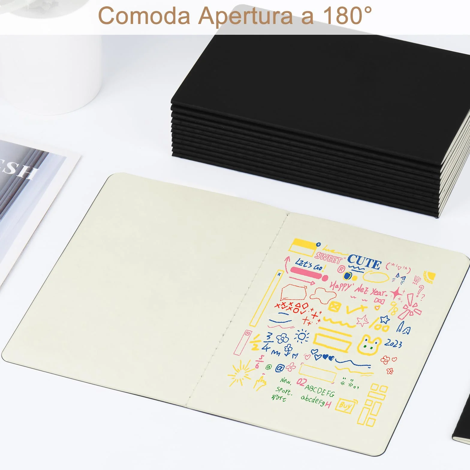 Quaderno Appunti A5 48 Pezzi 30 Fogli 60 Pagine Nero