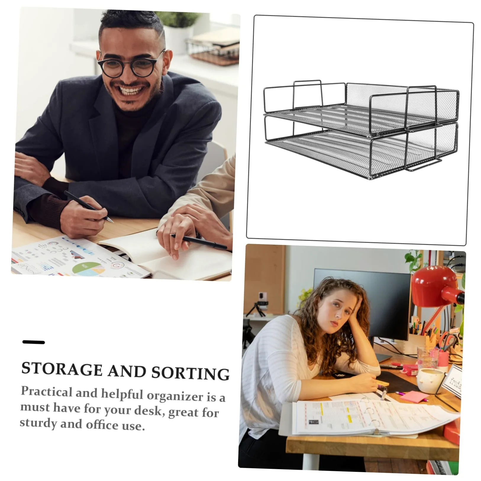 STOBOK Organizer Per Documenti Metallo Da Scrivania Strati Portafile Impilabile Per Ufficio Struttura Robusta Per Archiviazione Documenti e Materiale Da Studio Design Pratico Per Desktop