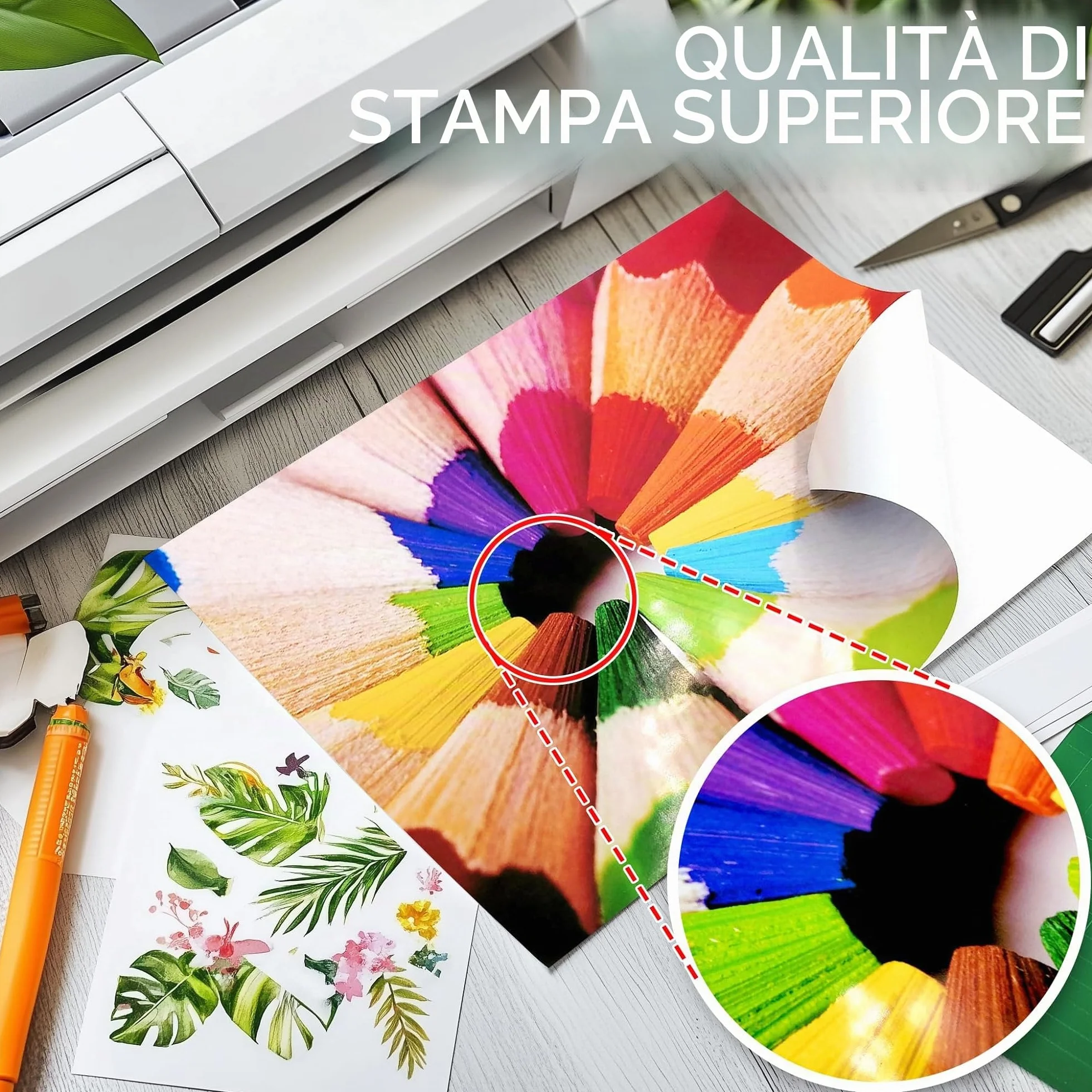 Evergreen Goods Ltd 50 fogli A4 lucidi autoadesivi carta adesiva bianca per immagini resistente agli schizzi per stampanti inkjet e laser