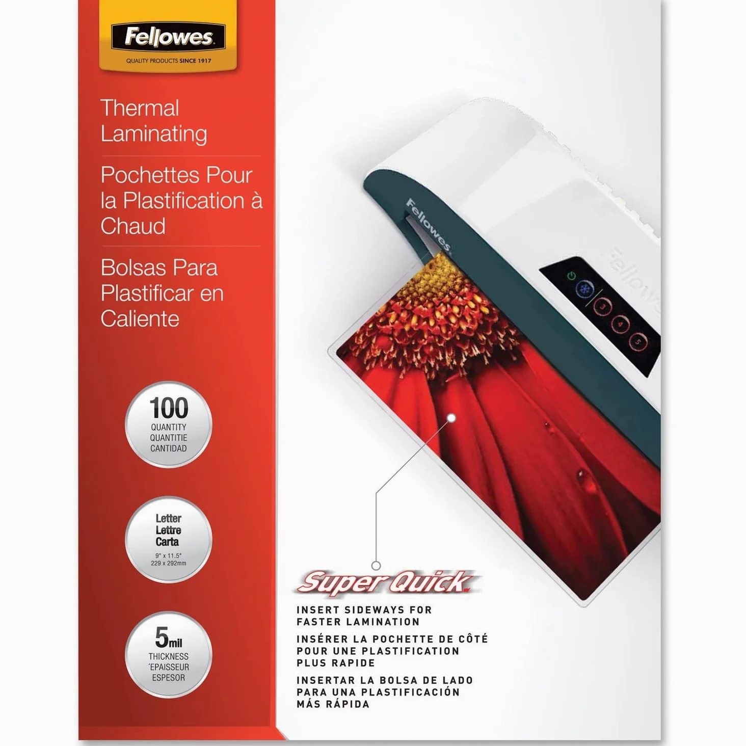 Fellowes Glossy SuperQuick Pouches 100pezzo(i) Pellicola per plastificatrice