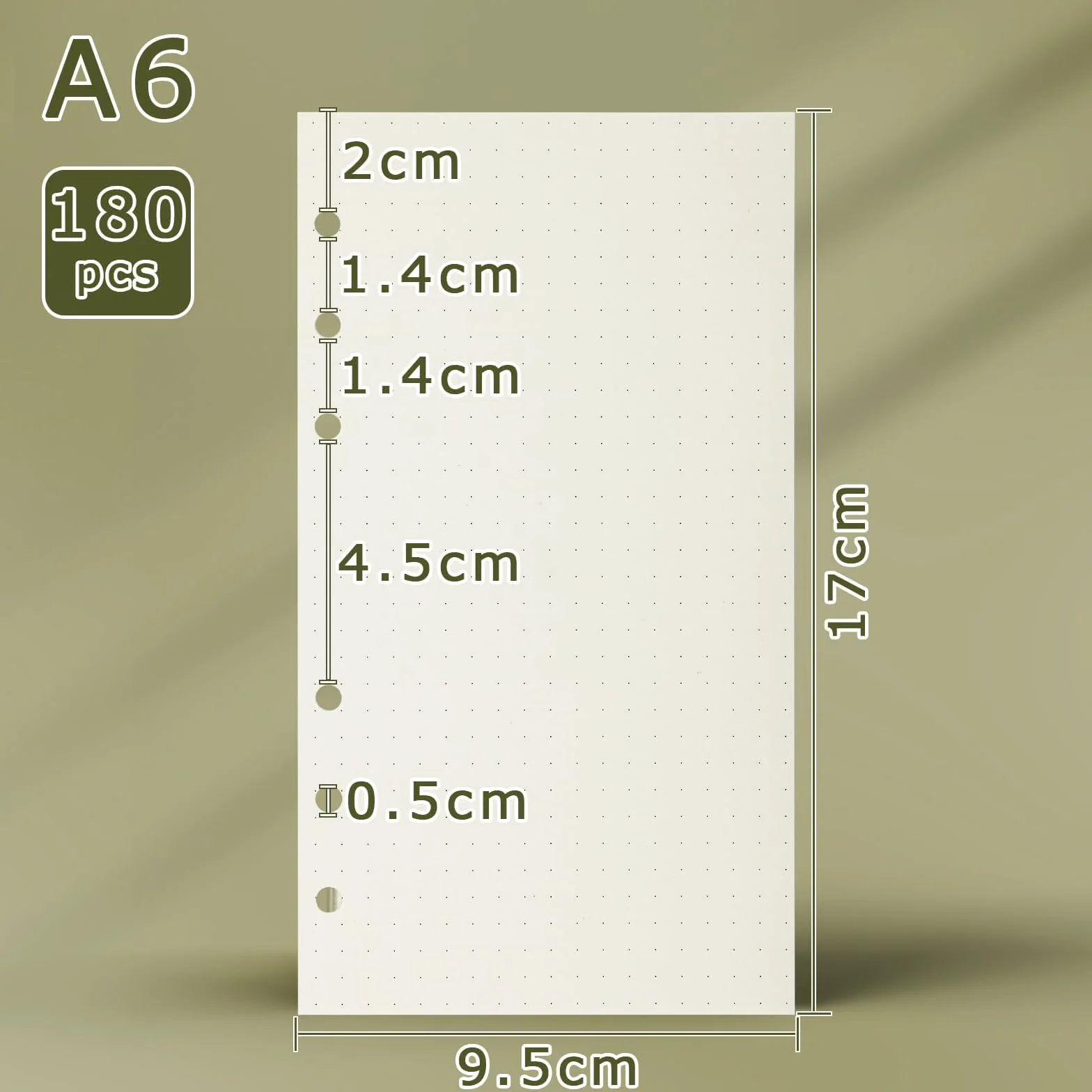 Carta di ricarica A6 punteggiata 6 fori per raccoglitore ad anelli bullet journal SWTYExt