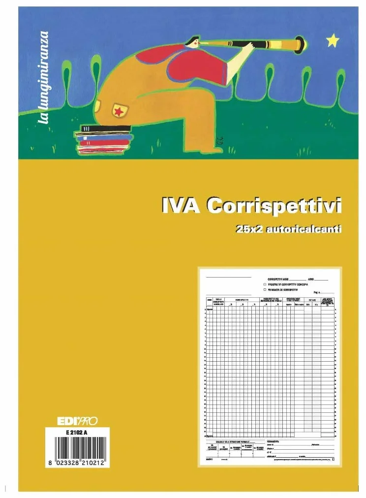 EDIPRO E2102A Registro prima nota IVA corrispettivi 25x2 autoricalcante 29,7x22,5