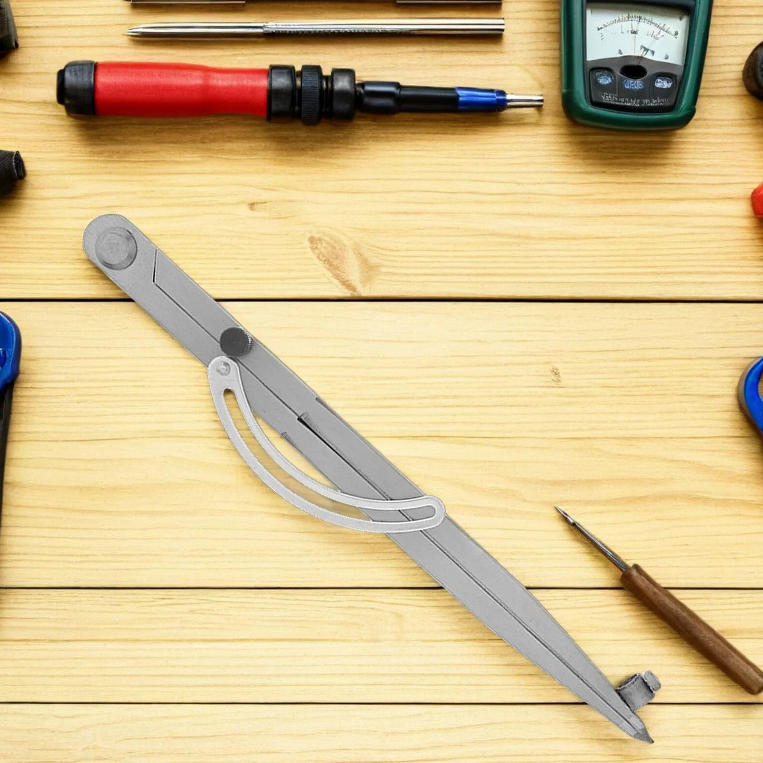 Cabilock Compasso da Falegname Regolabile con Estensioni Bussola Circolare per Lavorazione Legno Strumento da Disegno Tecnico con Portamatite Raggio 300 MM per Marcatura Precisa e Uso