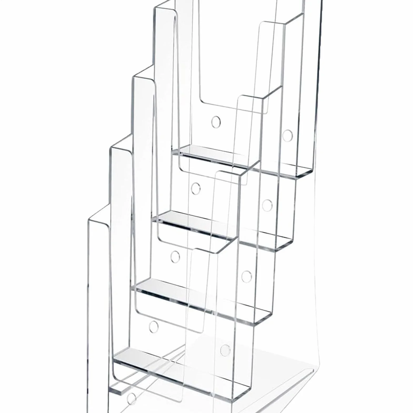 Porta opuscoli – organizer trasparente a 5 ripiani in acrilico – Espositore per brochure | per cartoline, documenti, poster, bancone, tavolo, ufficio, reception, , scuola, biblioteca