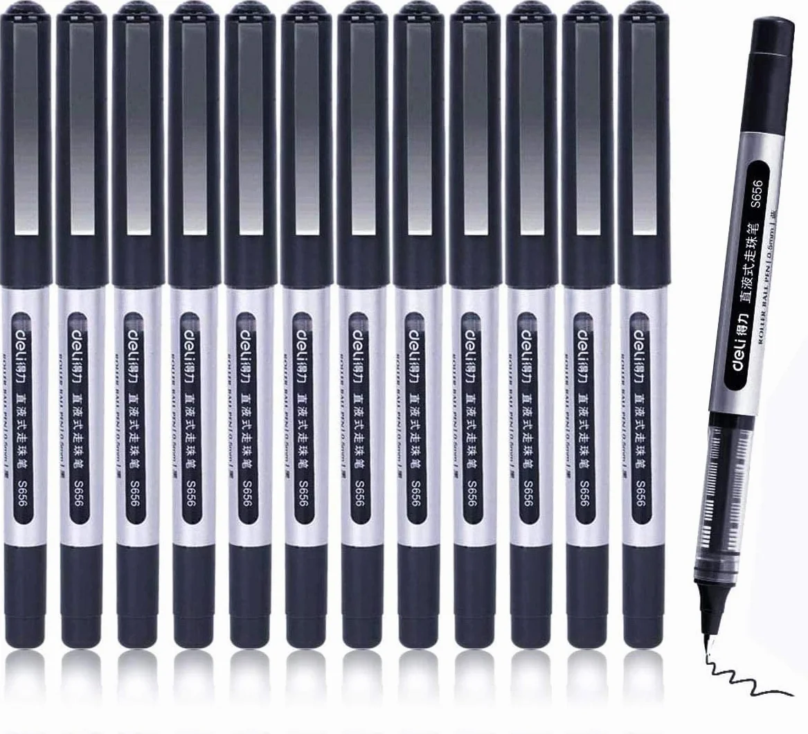 Penna Roller GXR Punta Extra Fine 0.5mm Inchiostro Nero Asciugatura Rapida 12 Pezzi
