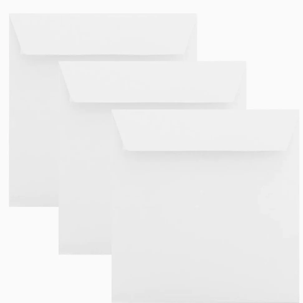 Paper24 - Buste da lettera quadrate, 160 x 160 mm, 16 x 16 cm, con chiusura adesiva, 2 biglietti per buoni regalo, colore: bianco 100 g, 200