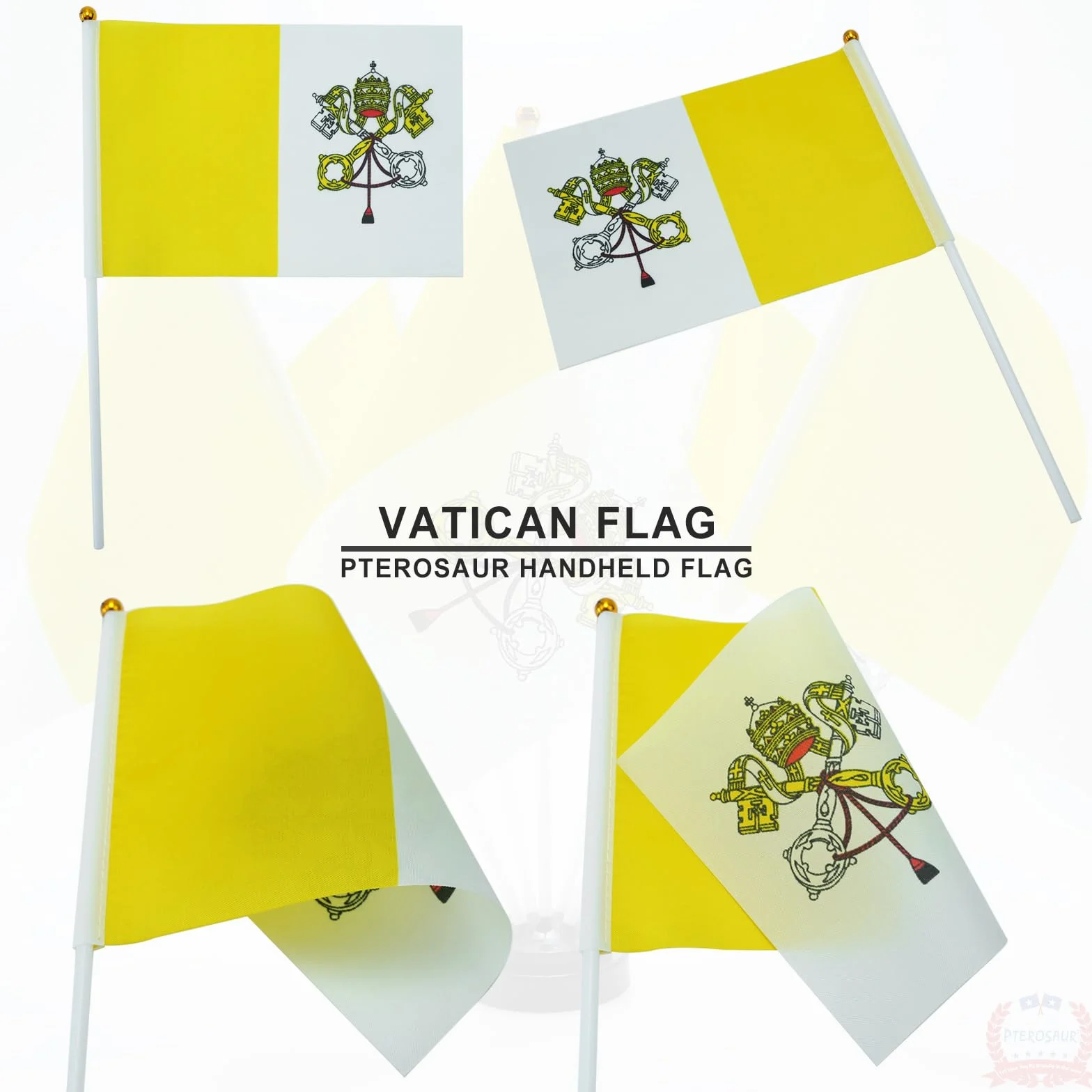 Bandiere del Vaticano 14 x 20 cm, Confezione da 50, Piccole Bandiere Nazionali da Sventolare