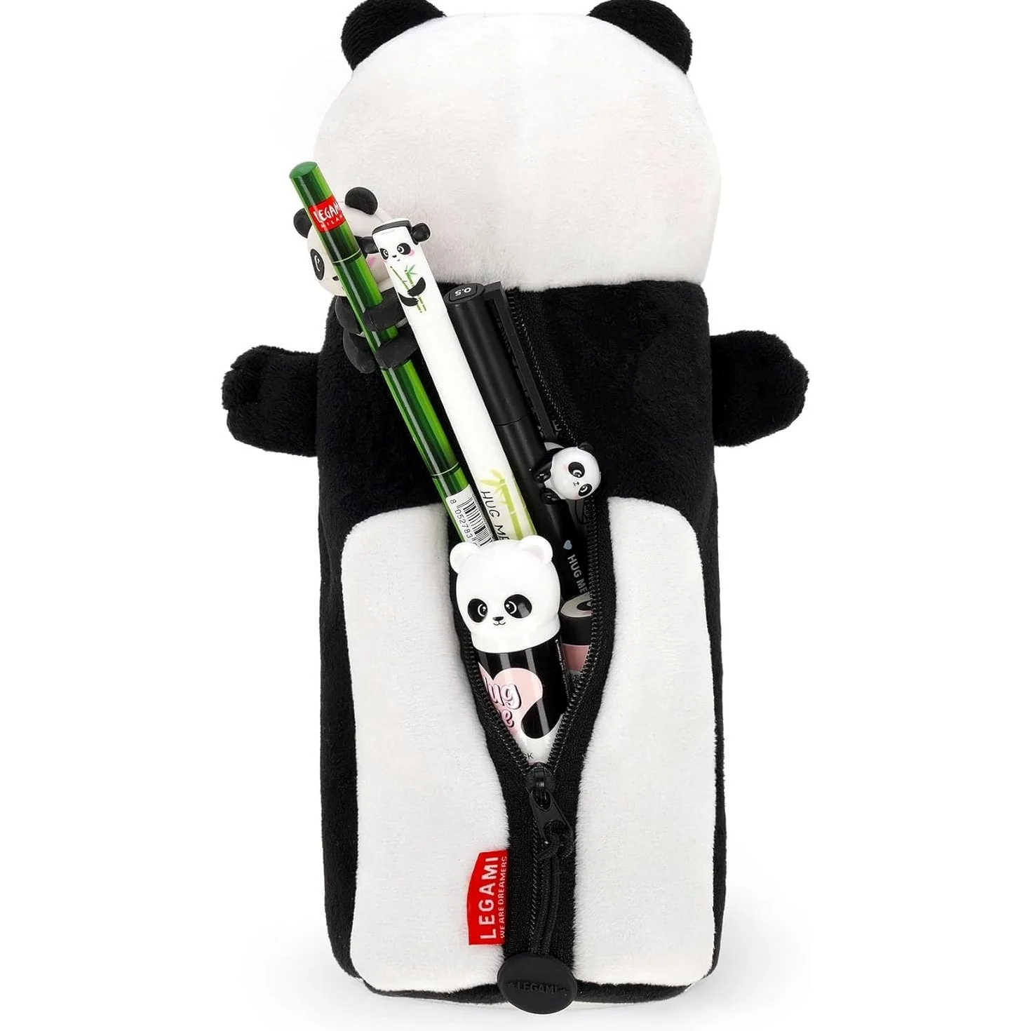 LEGAMI Set di 7 penne gel cancellabili + astuccio per matite super morbido + portachiavi in peluche in regalo | Set di articoli di cancelleria per la scuola per bambini, adolescenti e studenti |