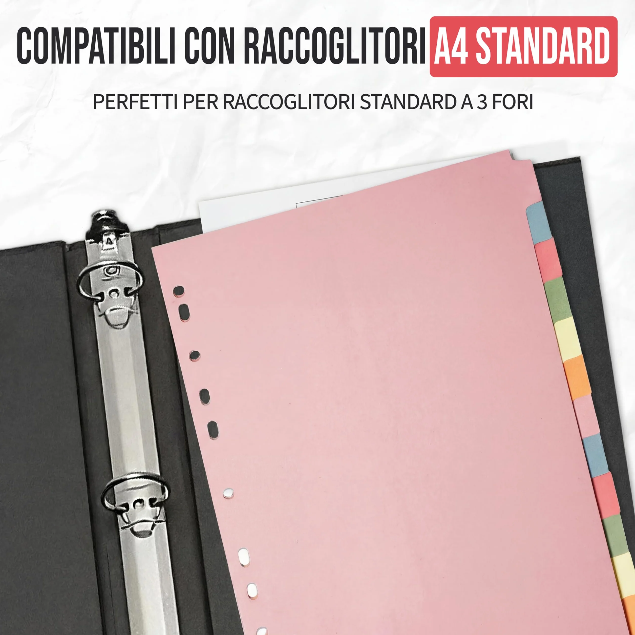 Divisori per raccoglitori con linguette A4 12 parti a 3 anelli