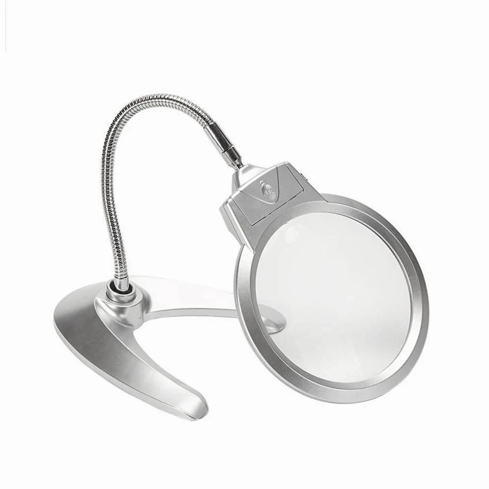 Lampada con Lente d'Ingrandimento 2 in 1, Lente d'Ingrandimento illuminata con Supporto, per scrivania, Cucito, Tavolo, Luce intensa per la Lettura Nuvole di Buon auspicio